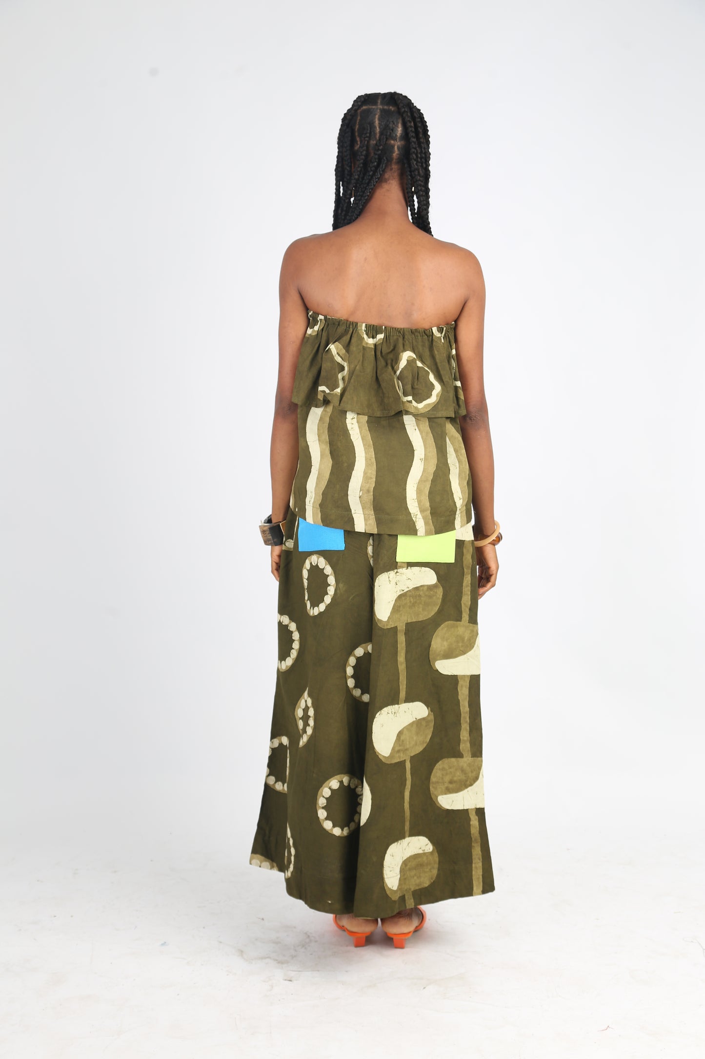 WHITE AND KHAKI MULTIPRINT BUBA CULOTTES