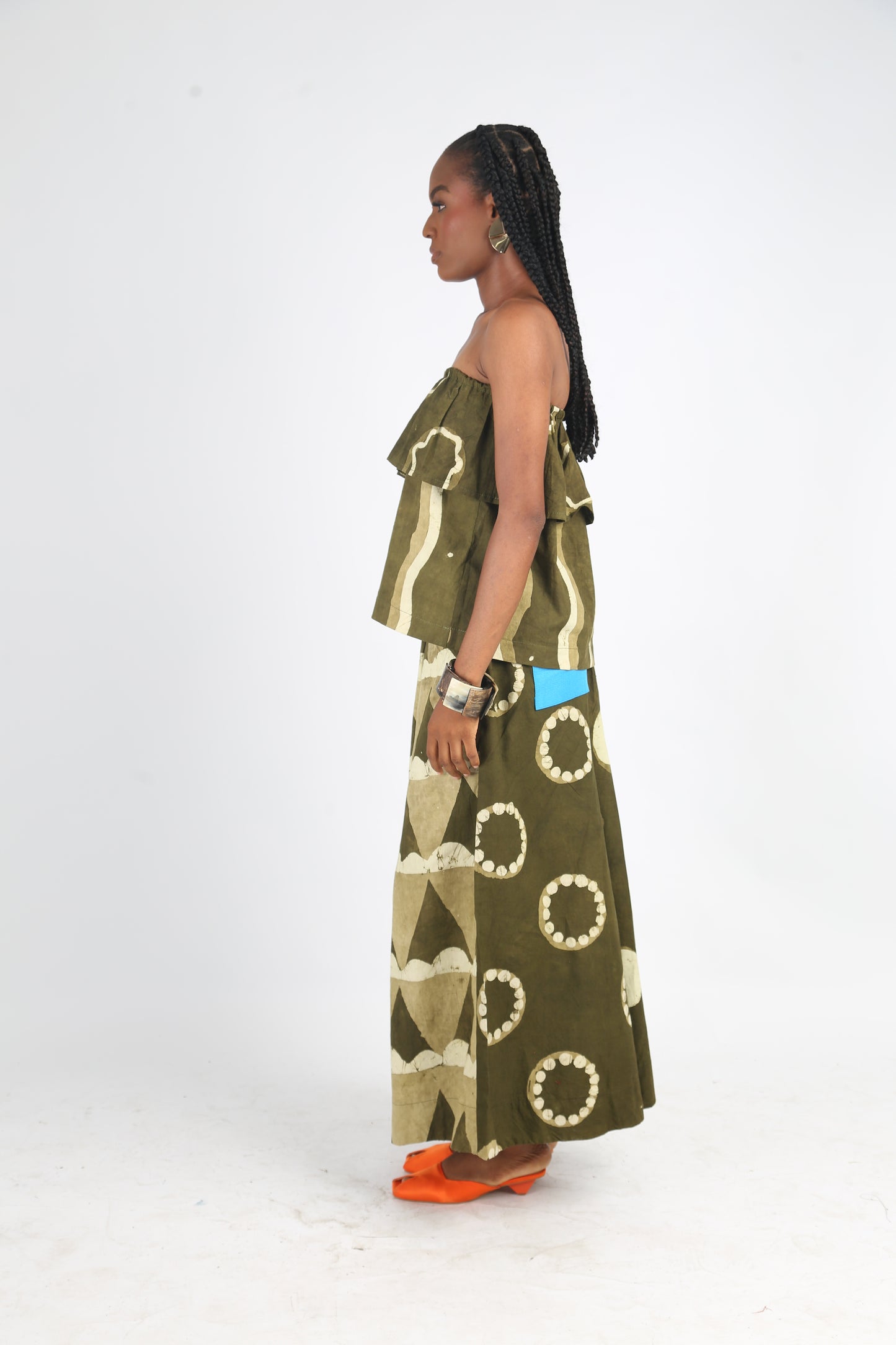 WHITE AND KHAKI MULTIPRINT BUBA CULOTTES