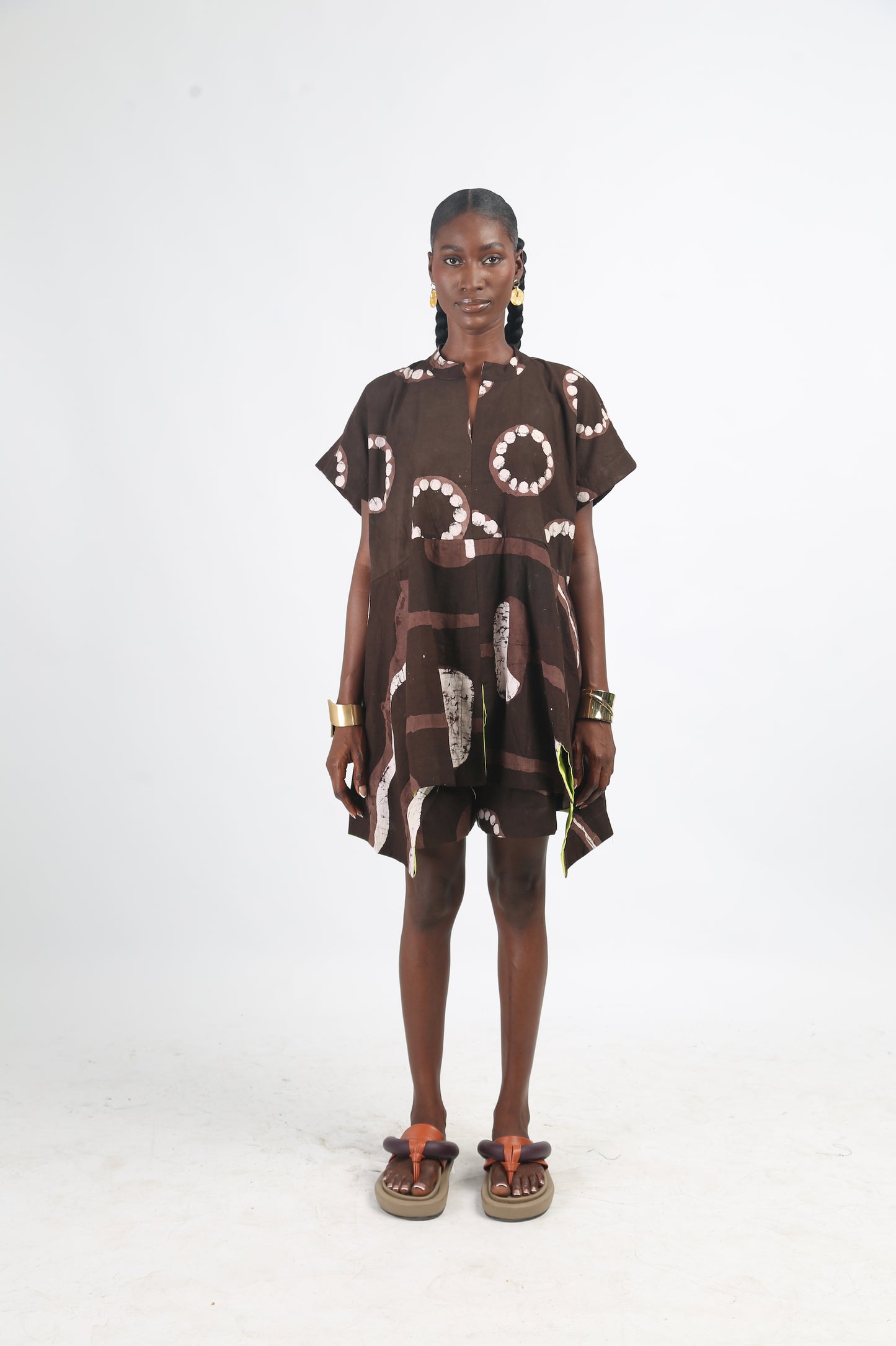 WHITE AND BROWN MULTIPRINT OSAKA TOP