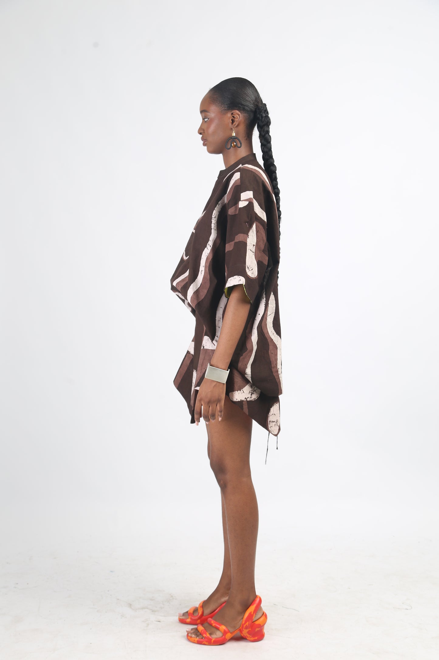 WHITE AND BROWN MULTIPRINT MINI IRO SKIRT