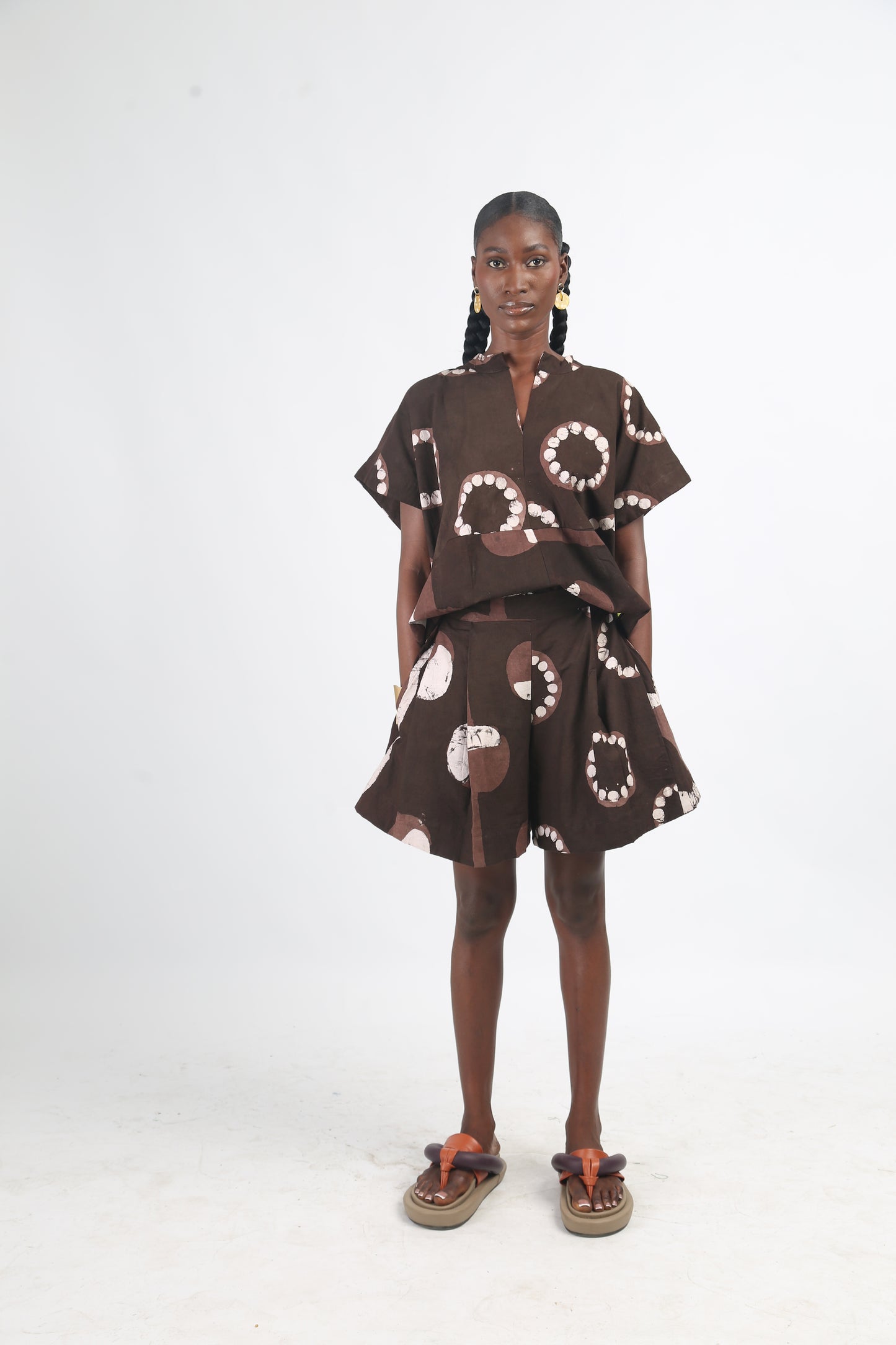 WHITE AND BROWN MULTIPRINT OSAKA TOP