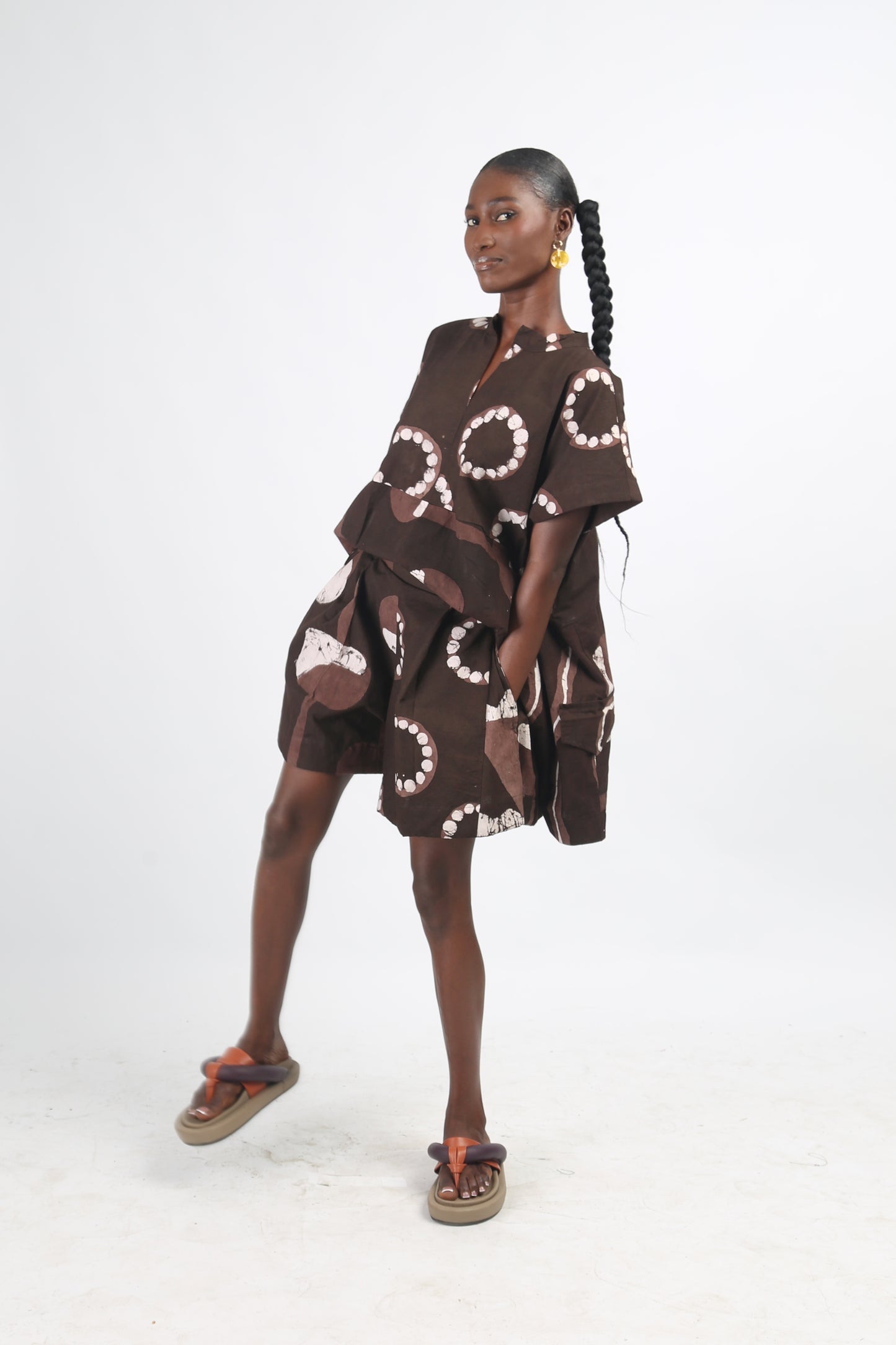 WHITE AND BROWN MULTIPRINT OSAKA TOP