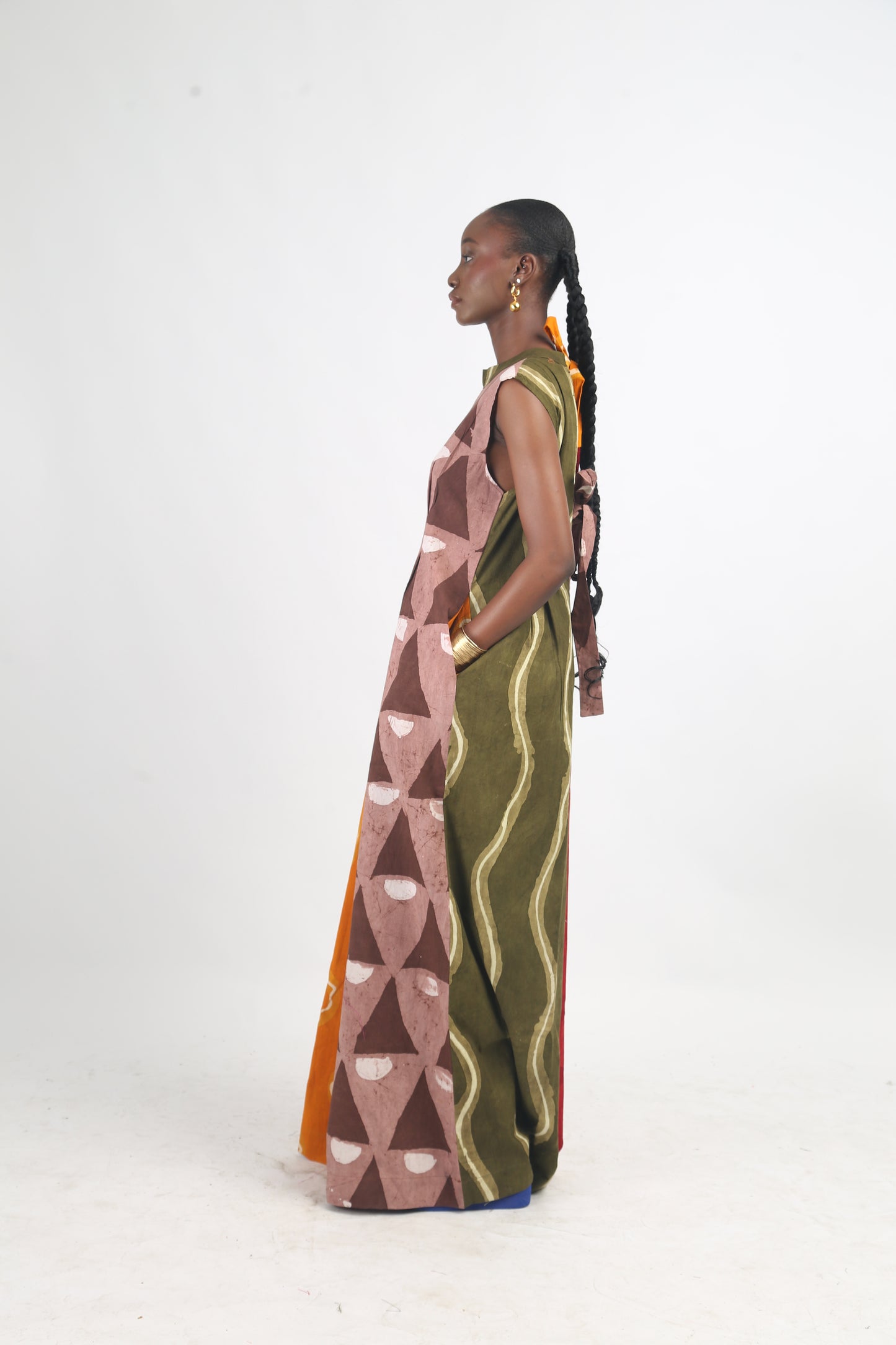BROWN AND GOLDEN YELLOW MULTICOLOURED JUMPSUIT