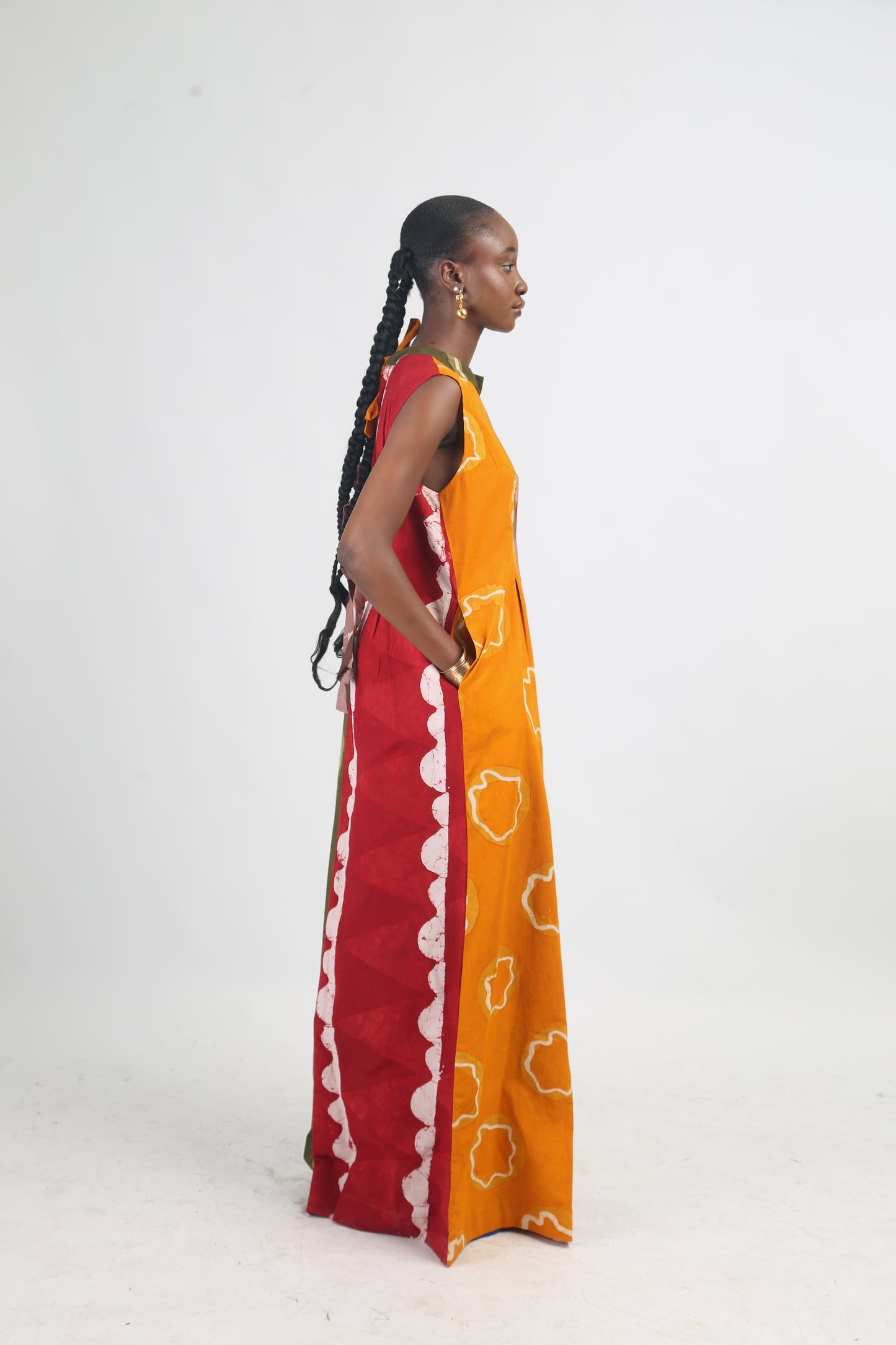 BROWN AND GOLDEN YELLOW MULTICOLOURED JUMPSUIT