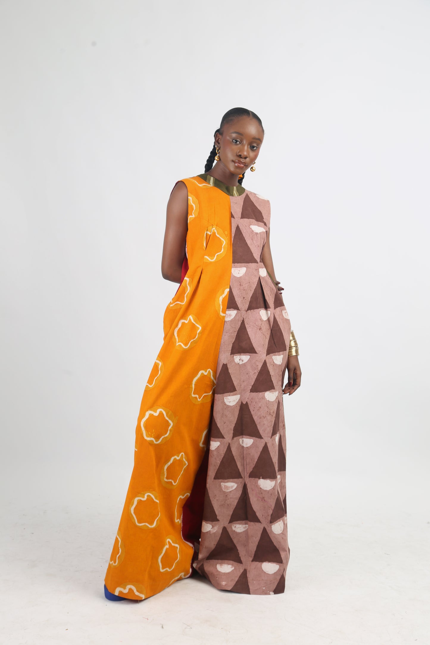 BROWN AND GOLDEN YELLOW MULTICOLOURED JUMPSUIT