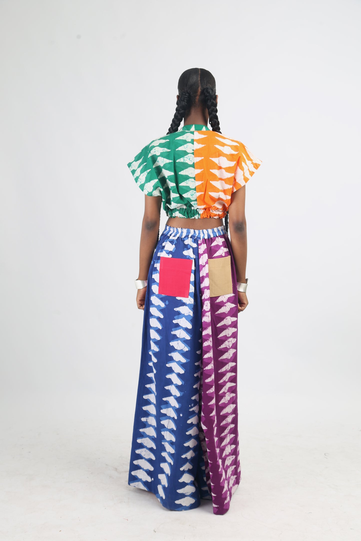 BLUE AND MAGENTA DIAMOND MULTICOLOURED WIDELEG PANT