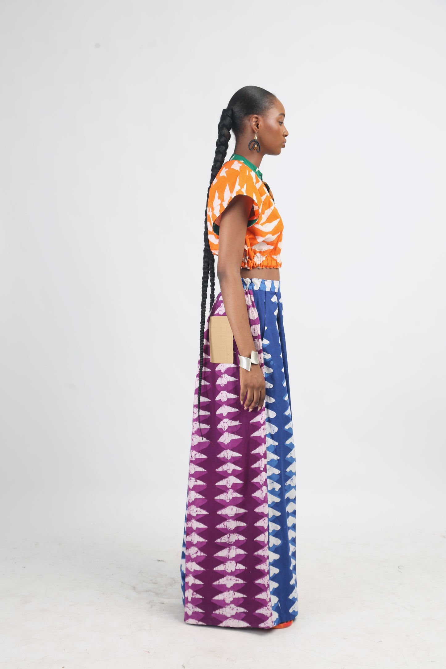 BLUE AND MAGENTA DIAMOND MULTICOLOURED WIDELEG PANT
