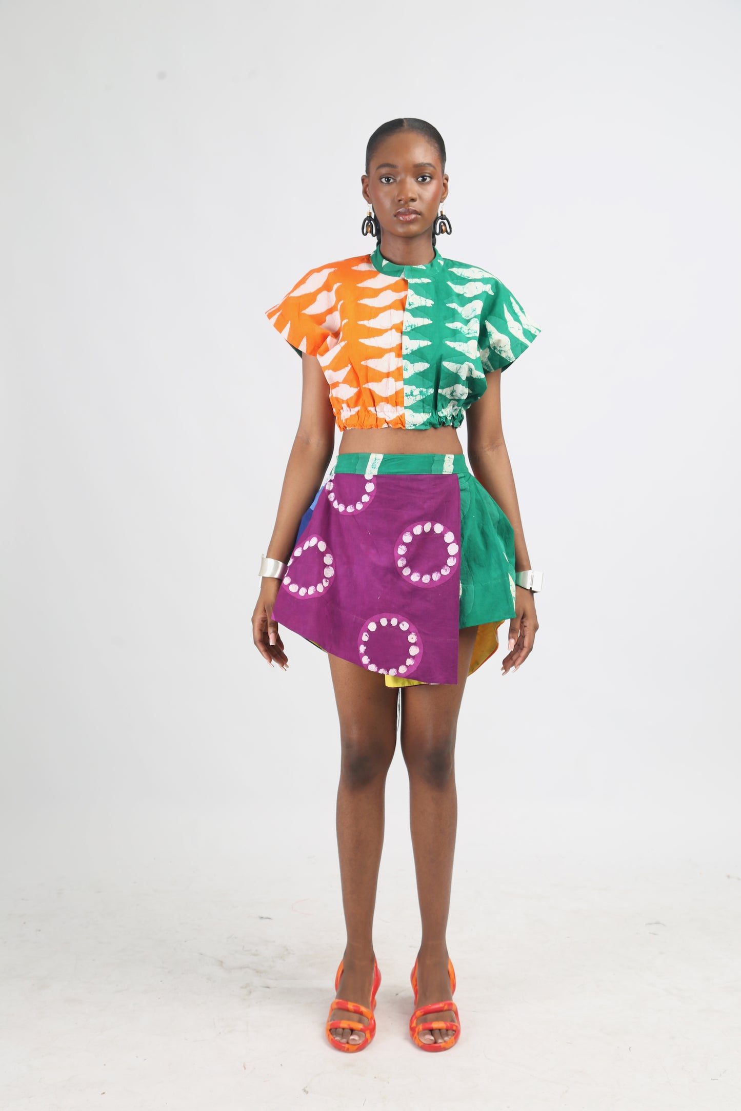 MAGENTA AND GREEN MULTICOLOURED MINI IRO SKIRT