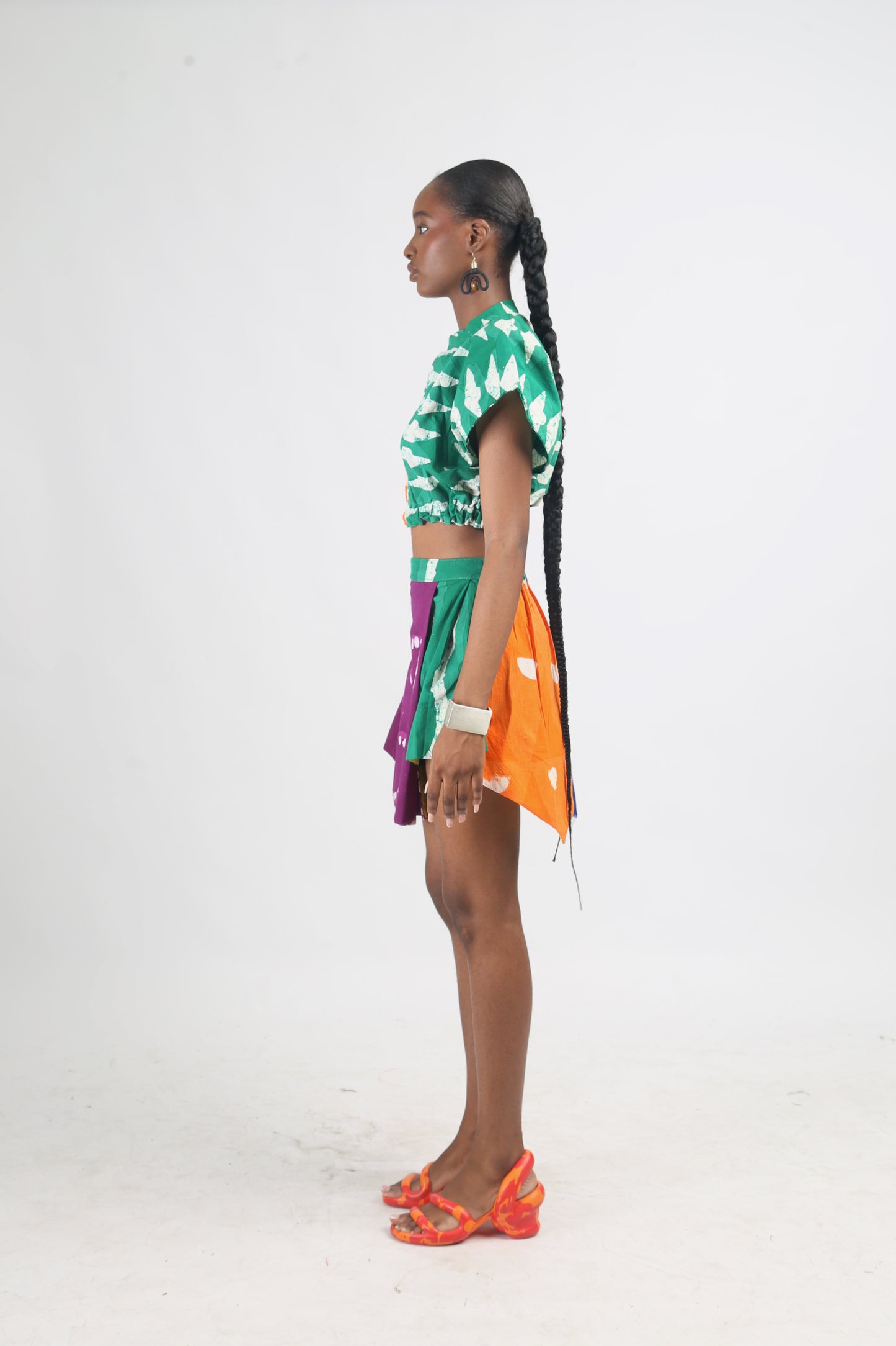 MAGENTA AND GREEN MULTICOLOURED MINI IRO SKIRT