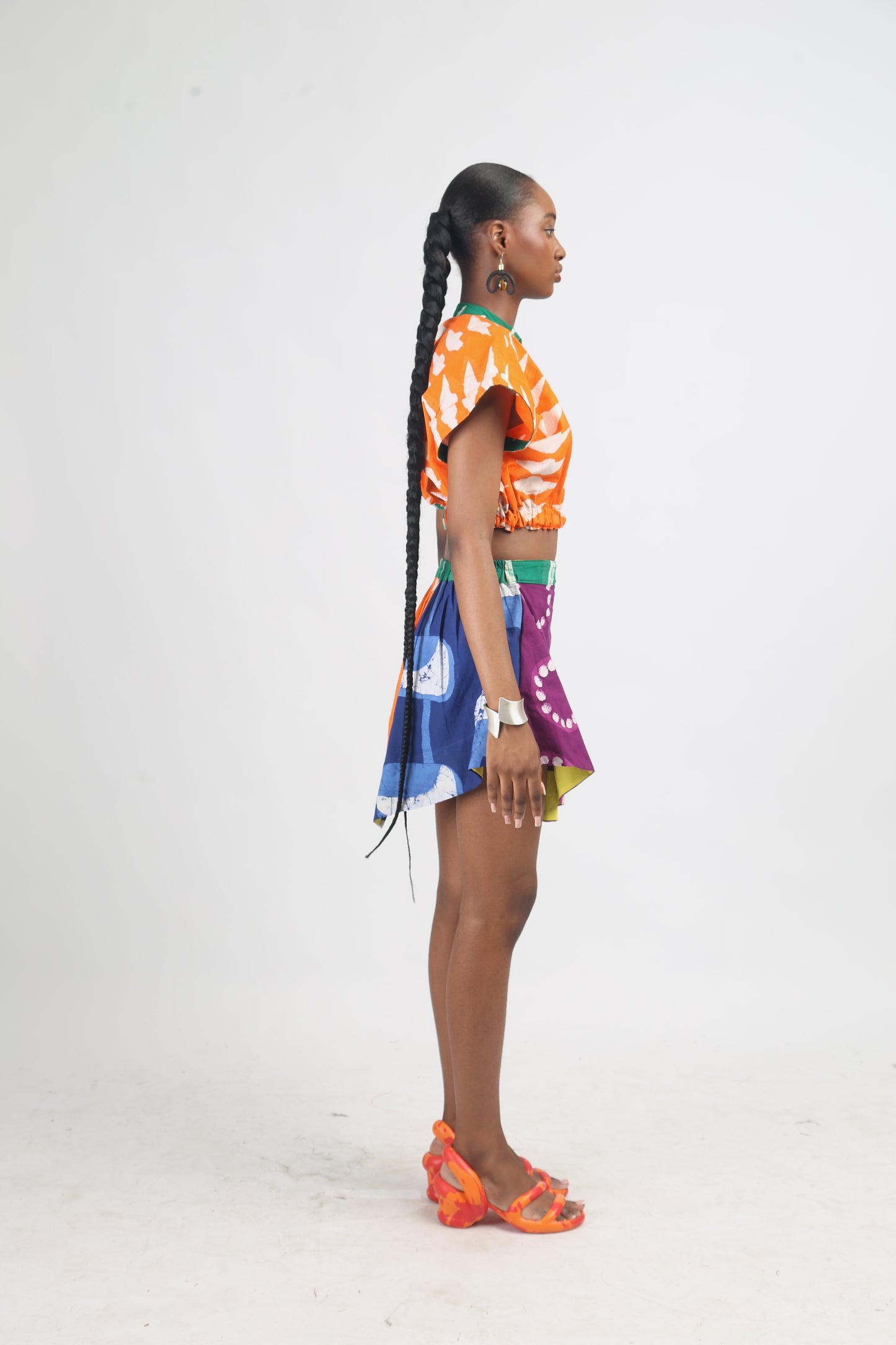 MAGENTA AND GREEN MULTICOLOURED MINI IRO SKIRT