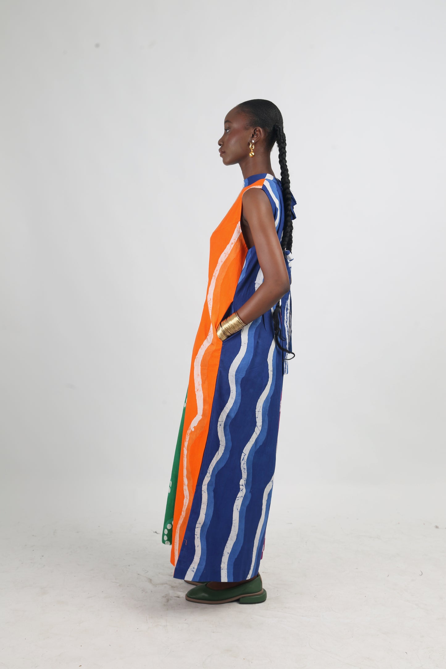 GREEN AND TANGERINE MULTICOLOURED JUMPSUIT