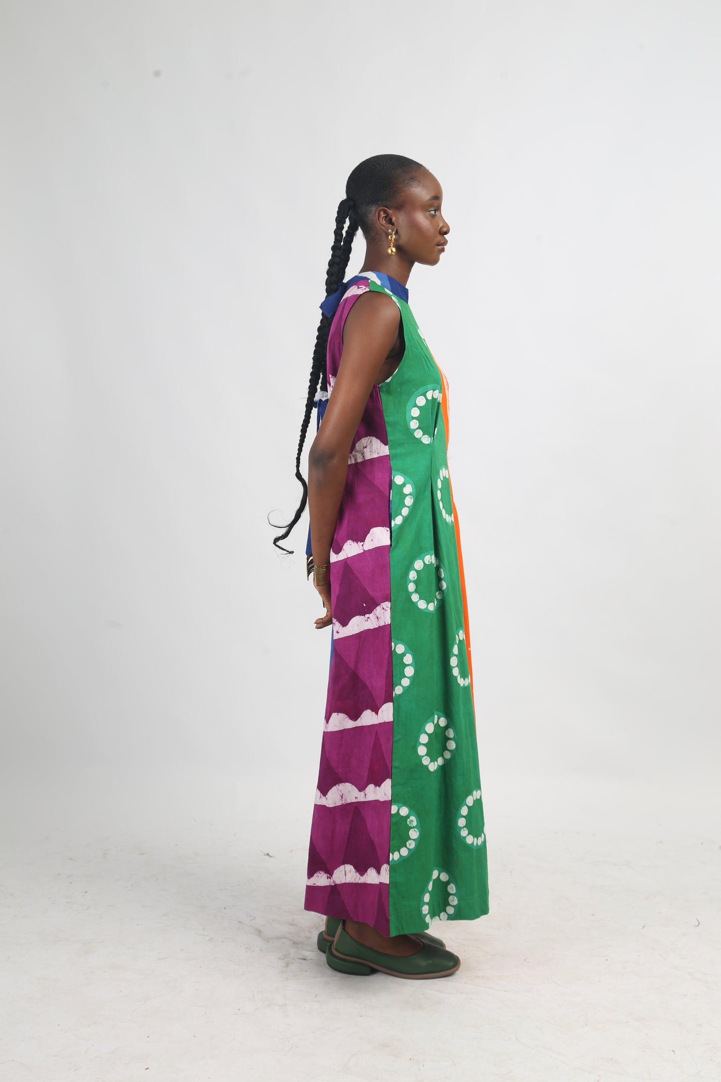 GREEN AND TANGERINE MULTICOLOURED JUMPSUIT