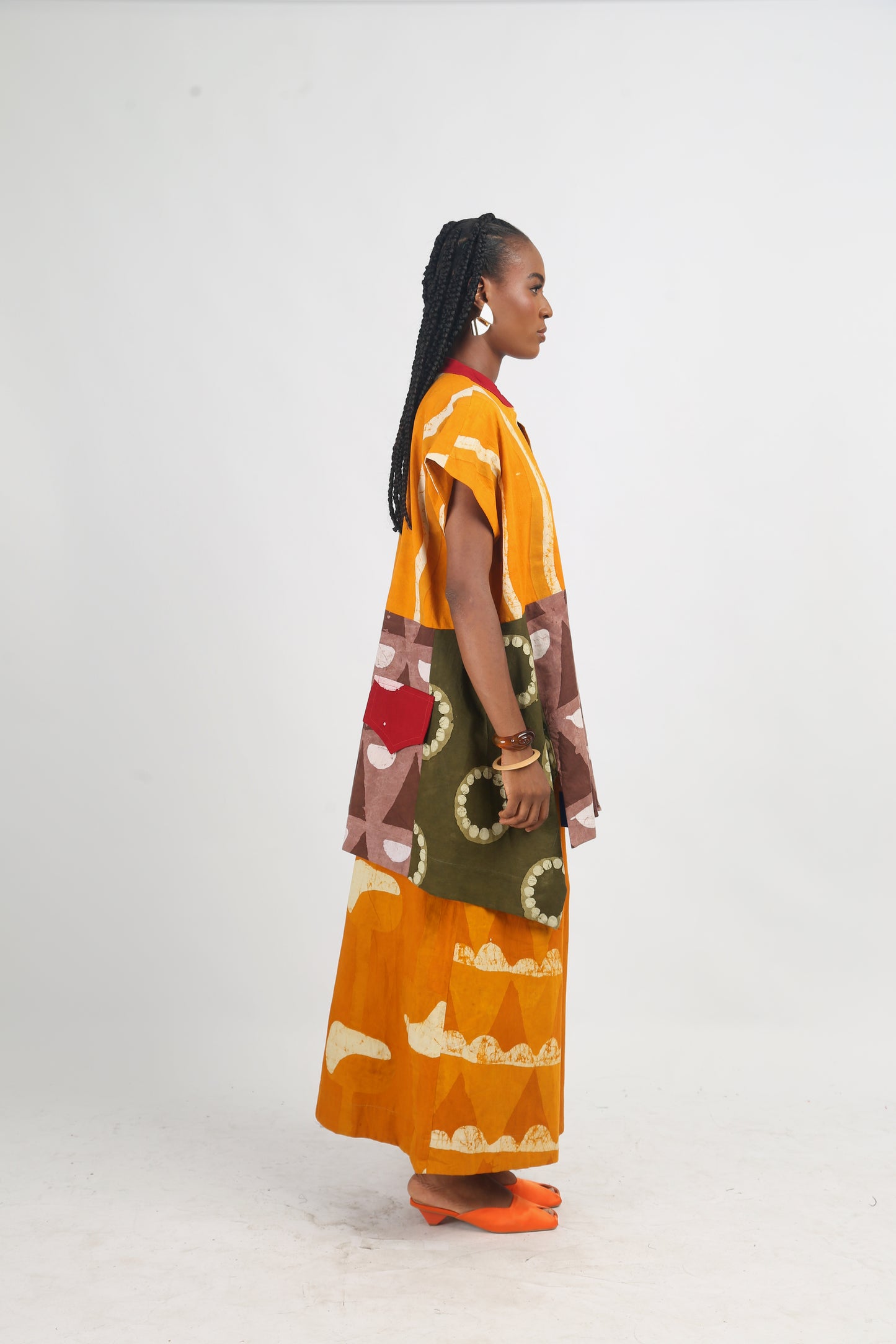 BROWN AND GOLDEN YELLOW MULTICOLOURED OSAKA TOP