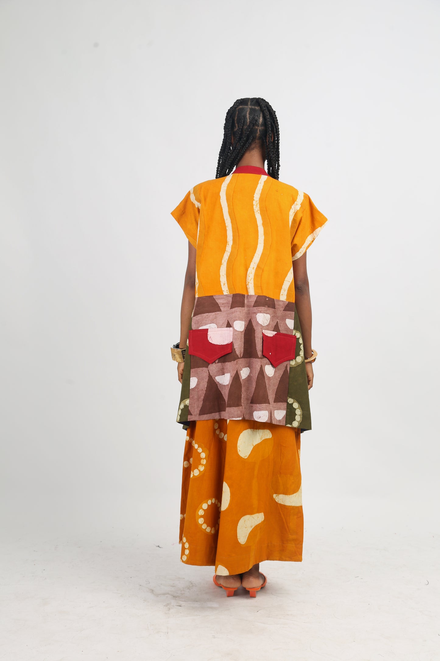 BROWN AND GOLDEN YELLOW MULTICOLOURED OSAKA TOP