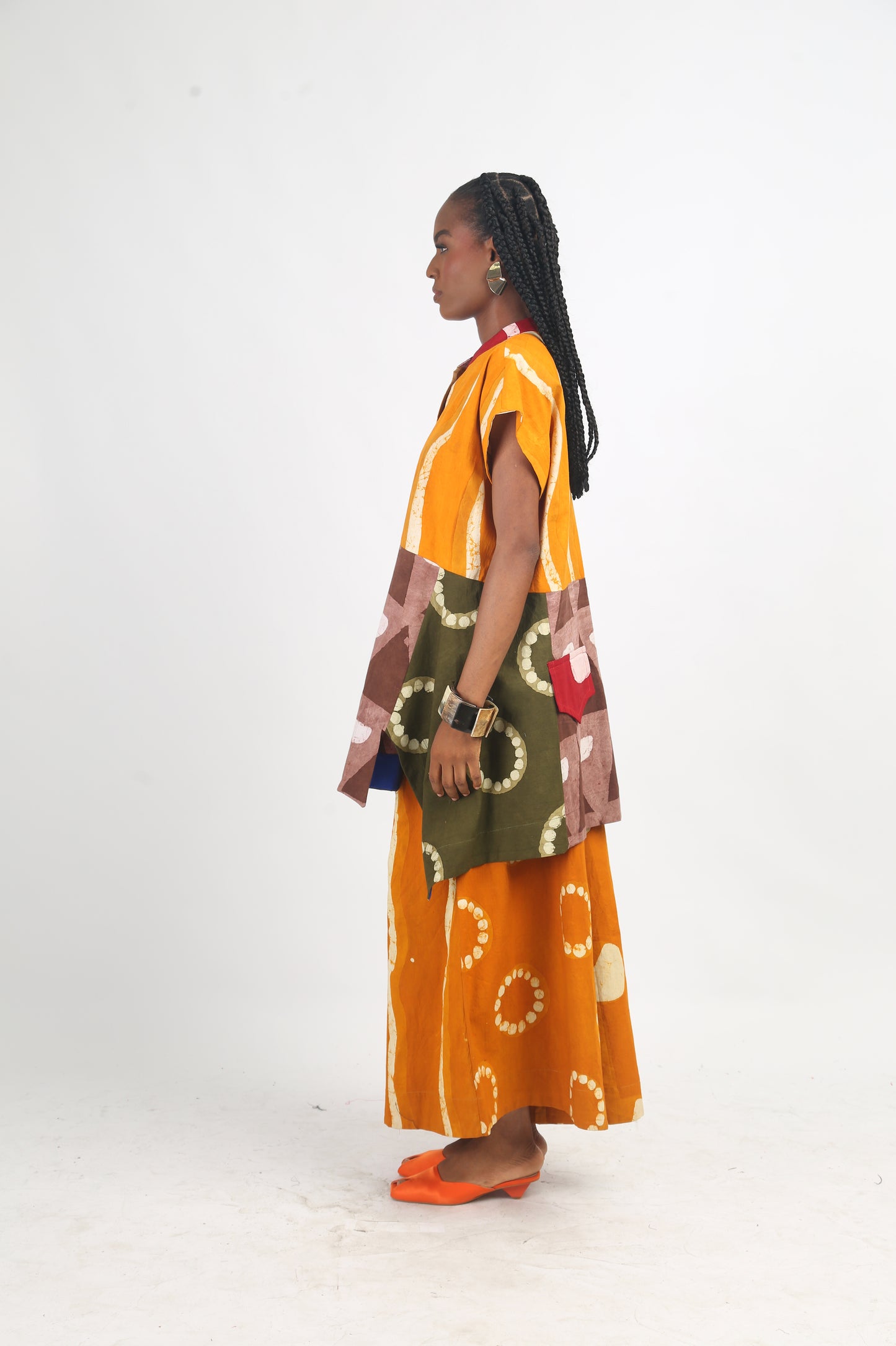 BROWN AND GOLDEN YELLOW MULTICOLOURED OSAKA TOP