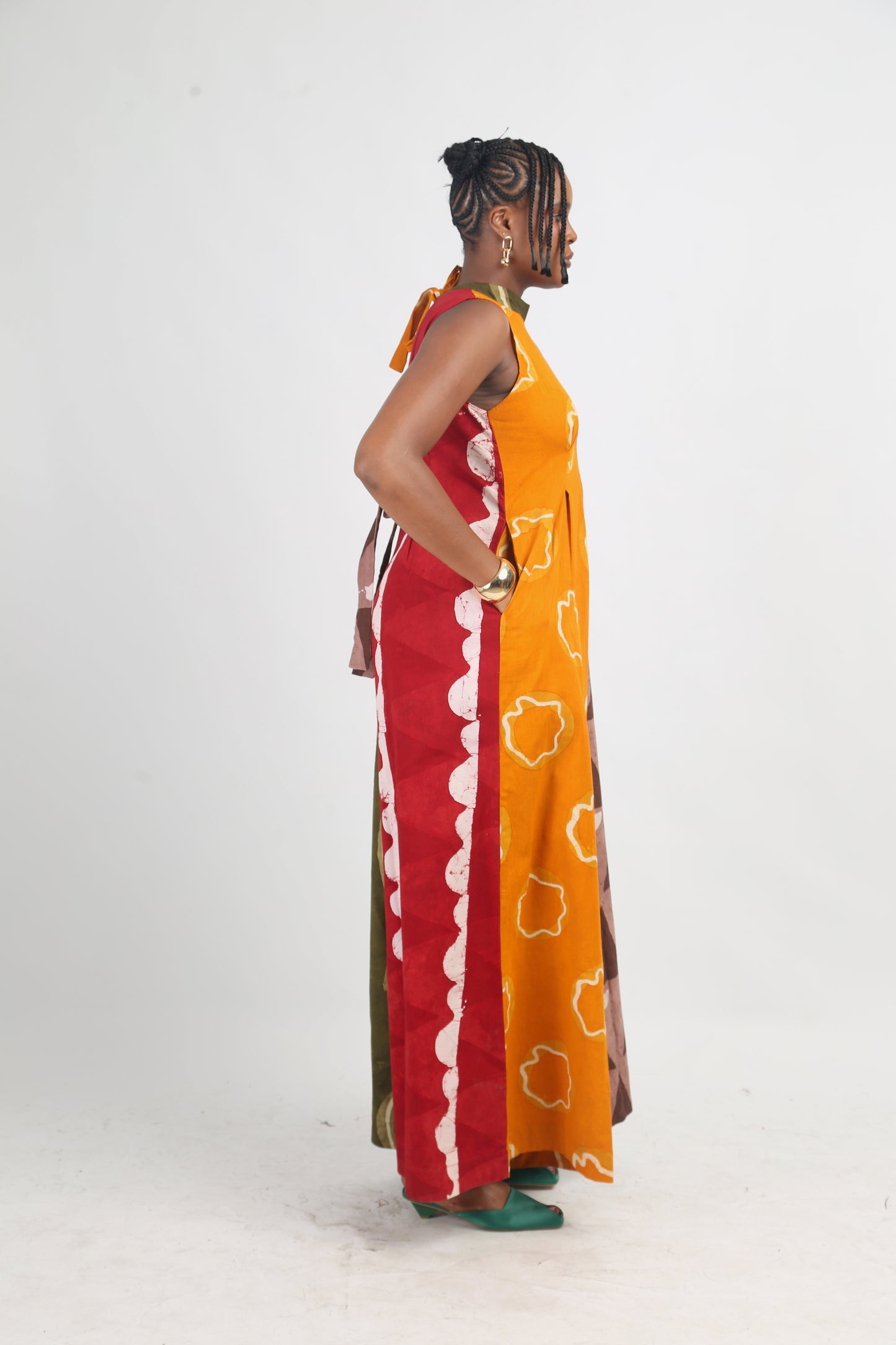 BROWN AND GOLDEN YELLOW MULTICOLOURED JUMPSUIT