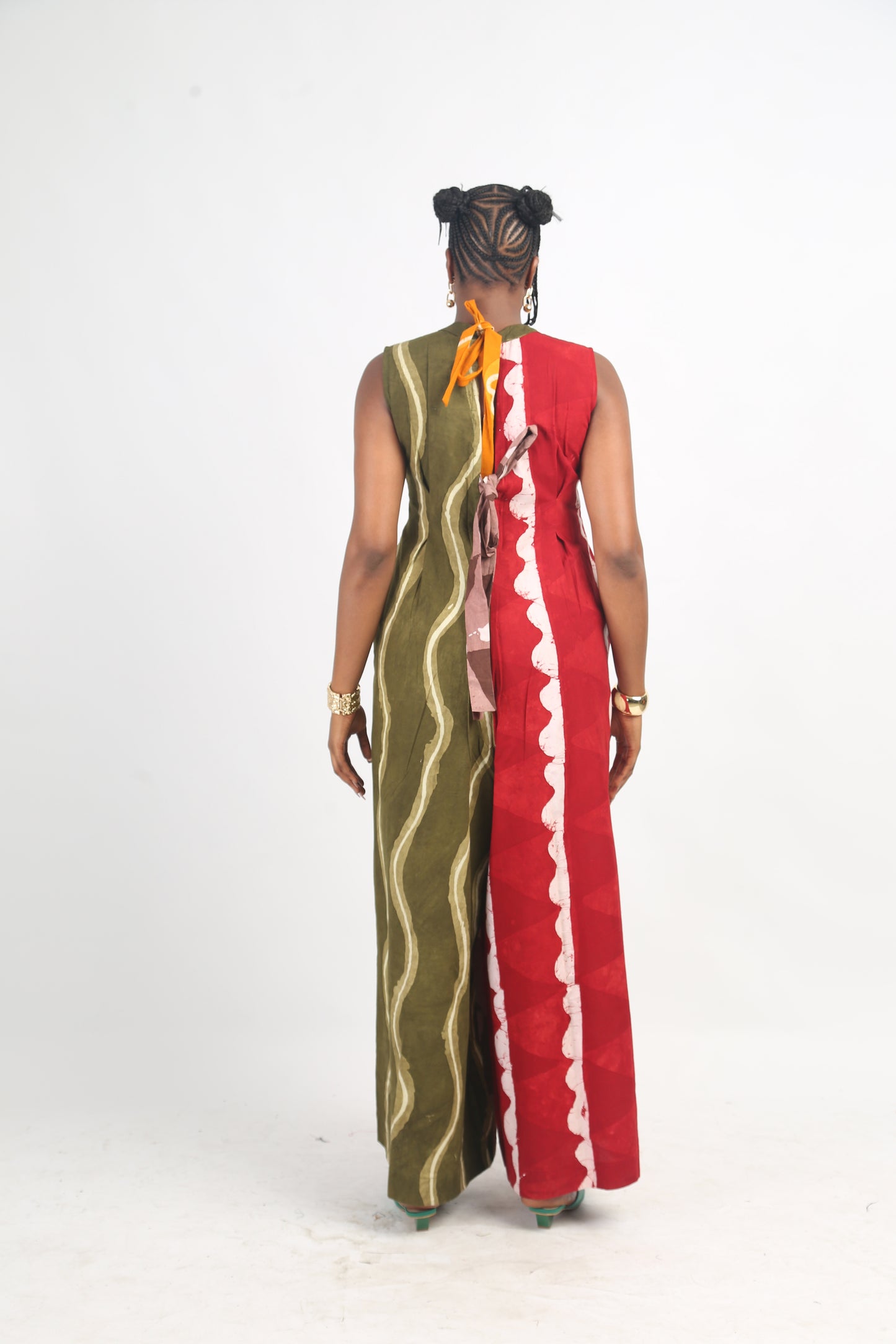 BROWN AND GOLDEN YELLOW MULTICOLOURED JUMPSUIT