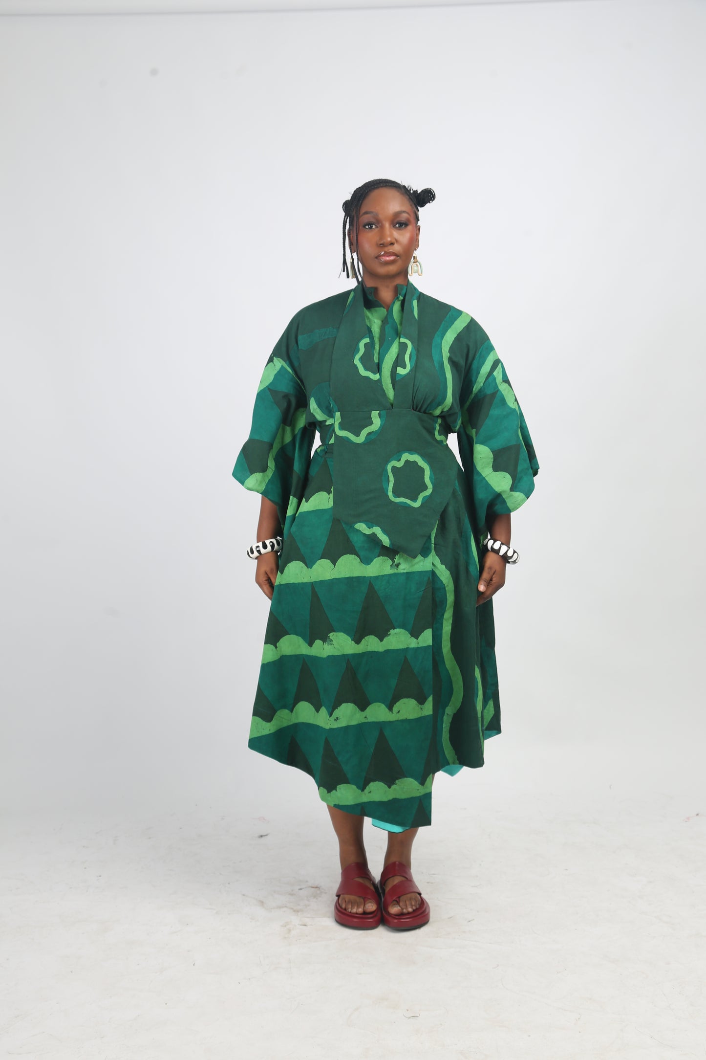 LEMON, GREEN AND OLIVE MULTIPRINT MIDI IRO SKIRT