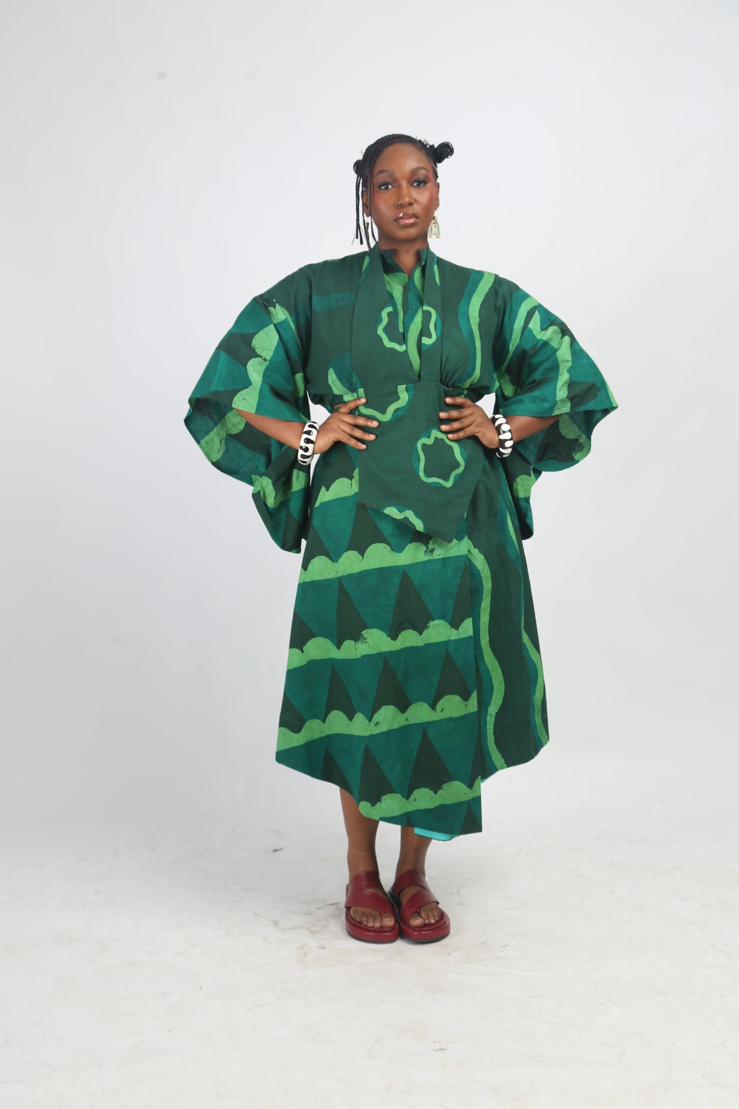 LEMON, GREEN AND OLIVE MULTIPRINT MIDI IRO SKIRT