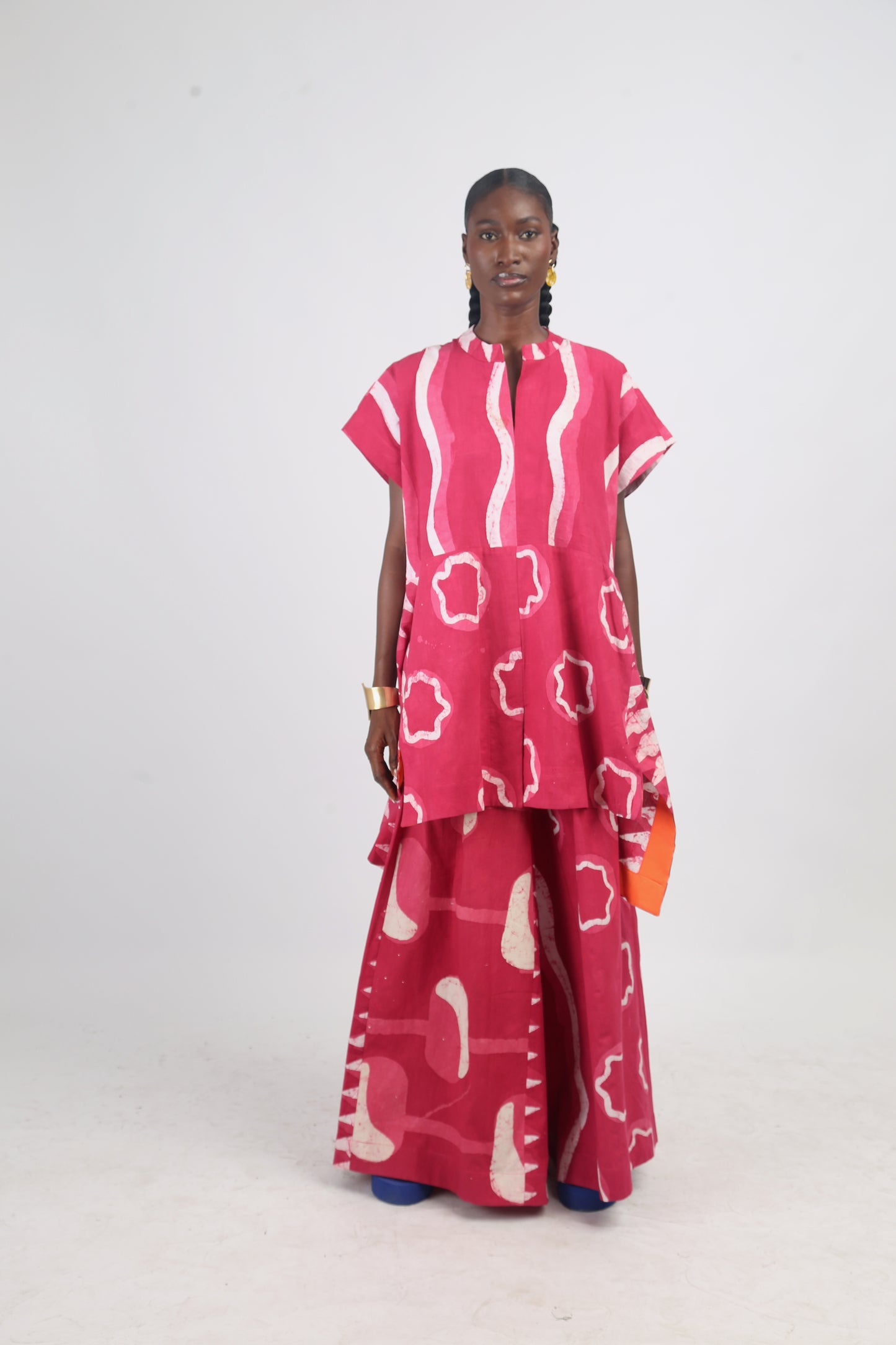 WHITE, PINK AND PINK MULTIPRINT STRIP CULOTTES