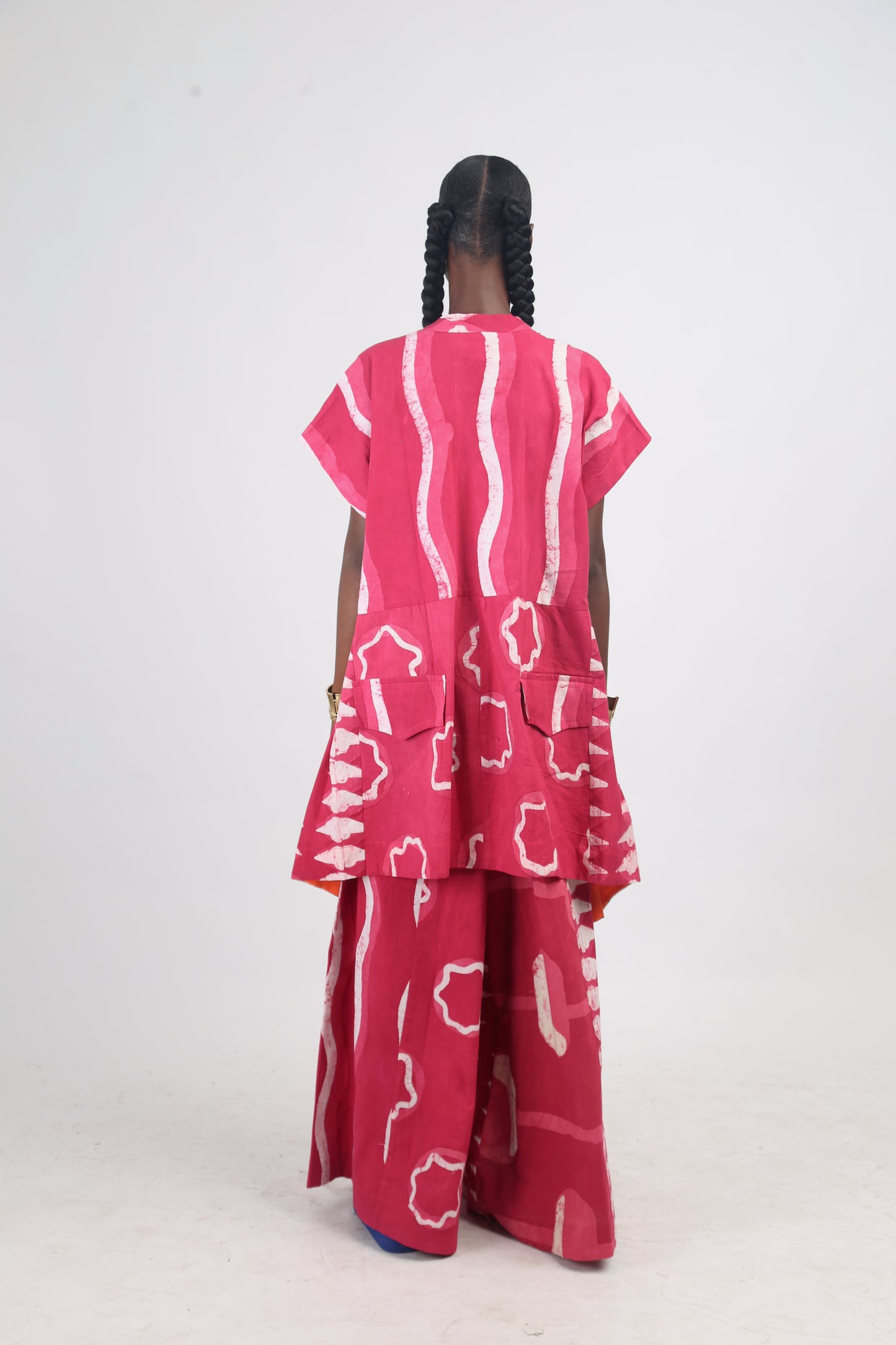 WHITE, PINK AND PINK MULTIPRINT STRIP CULOTTES