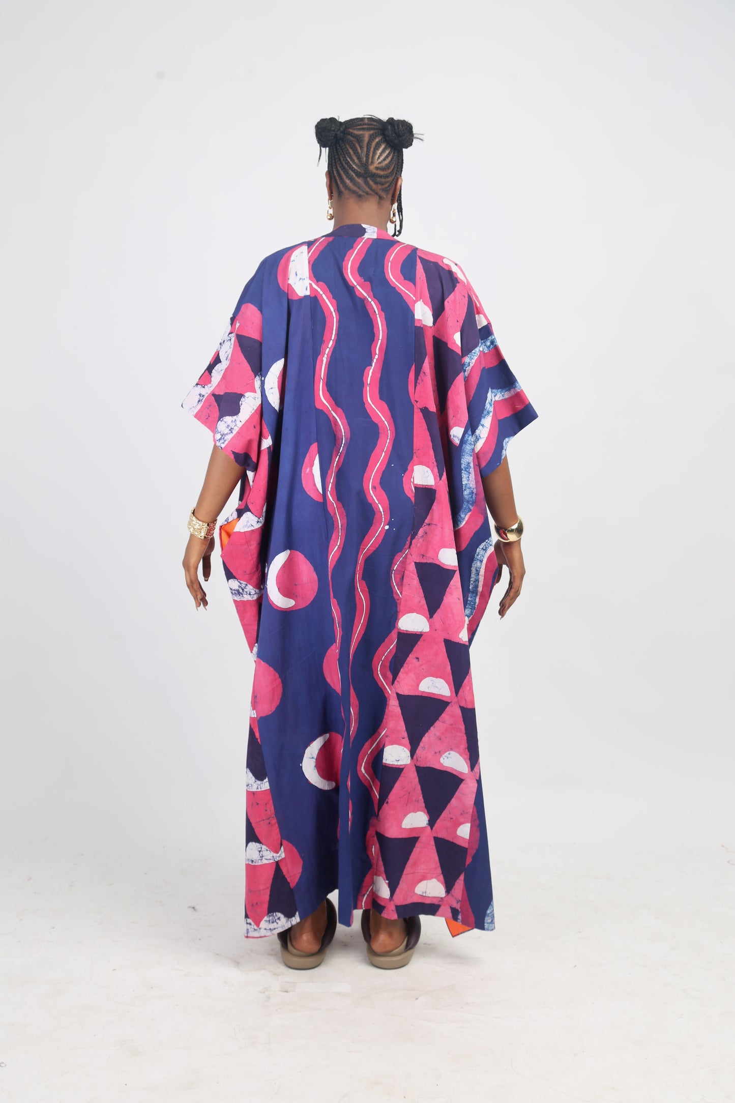 WHITE, PINK AND TEAL MULTIPRINT JALABIYA