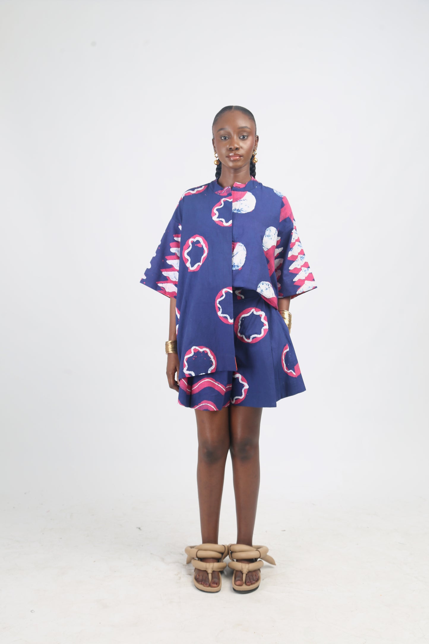 WHITE, PINK AND TEAL MULTIPRINT SKIRT
