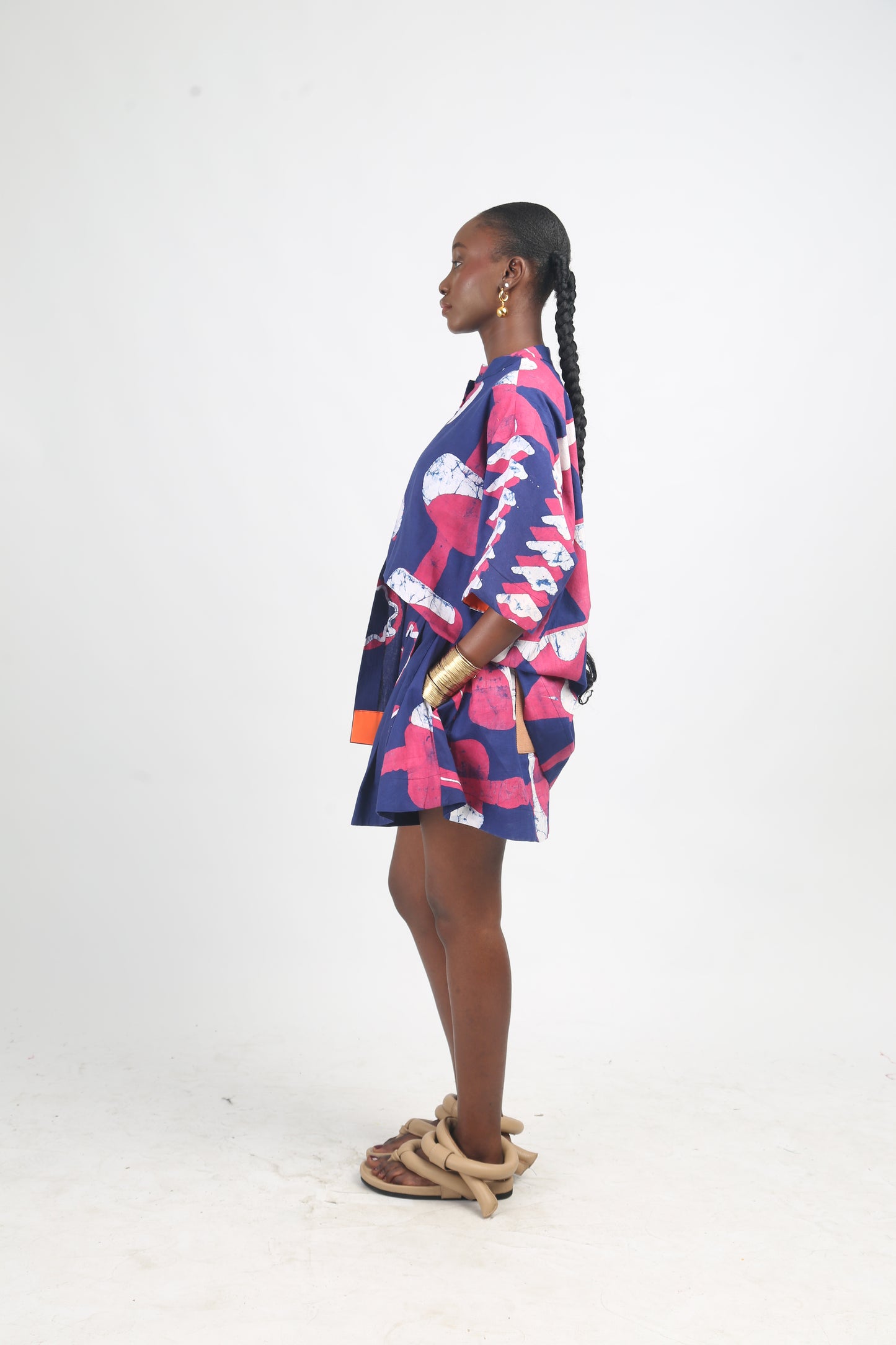 WHITE, PINK AND TEAL MULTIPRINT SHORTS