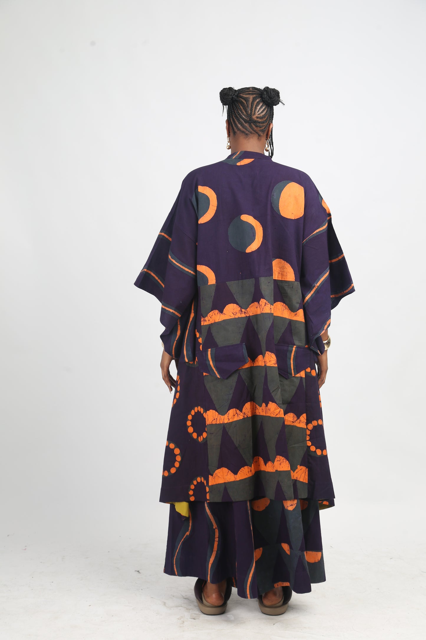 PEACH, TEAL AND PURPLE MULTIPRINT SHIRT DRESS