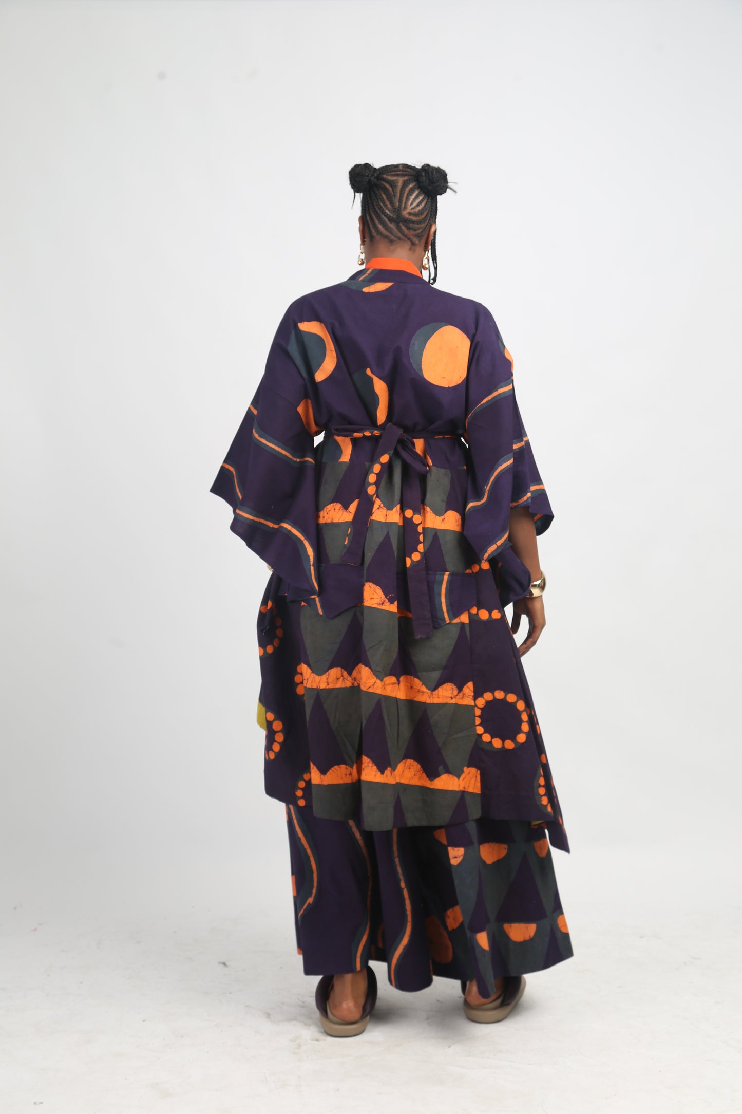 PEACH, TEAL AND PURPLE MULTIPRINT SHIRT DRESS