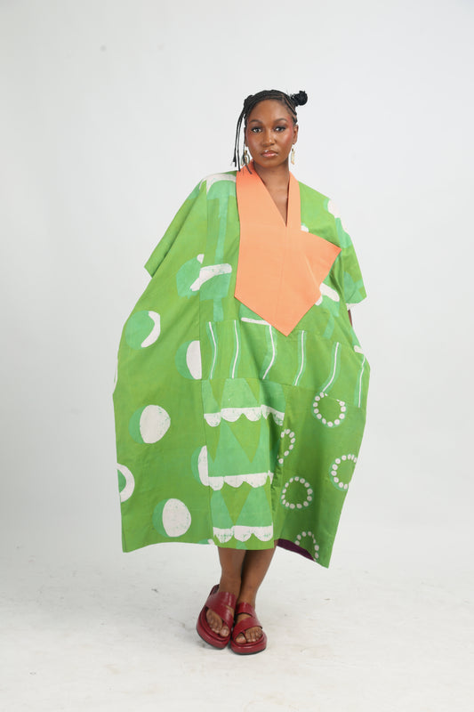 WHITE, LEMON AND LEMON MULTIPRINT AGBADA