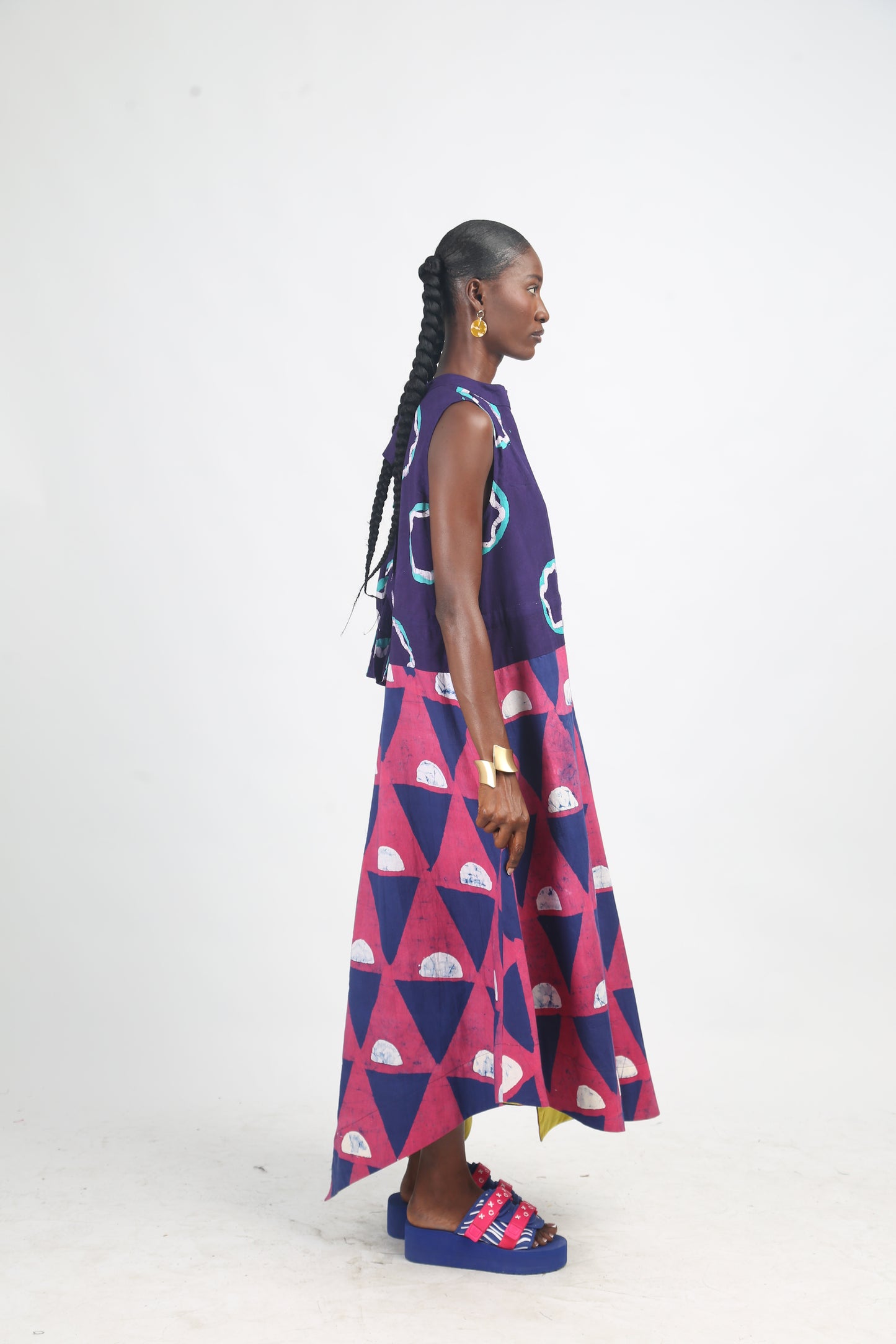 WHITE, PINK AND TEAL MULTICOLOURED MIDI IRO DRESS