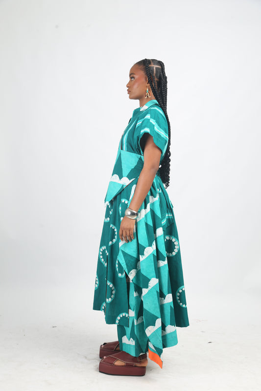 WHITE, SEAGREEN AND GREEN MULTIPRINT BUBA  CULOTTES