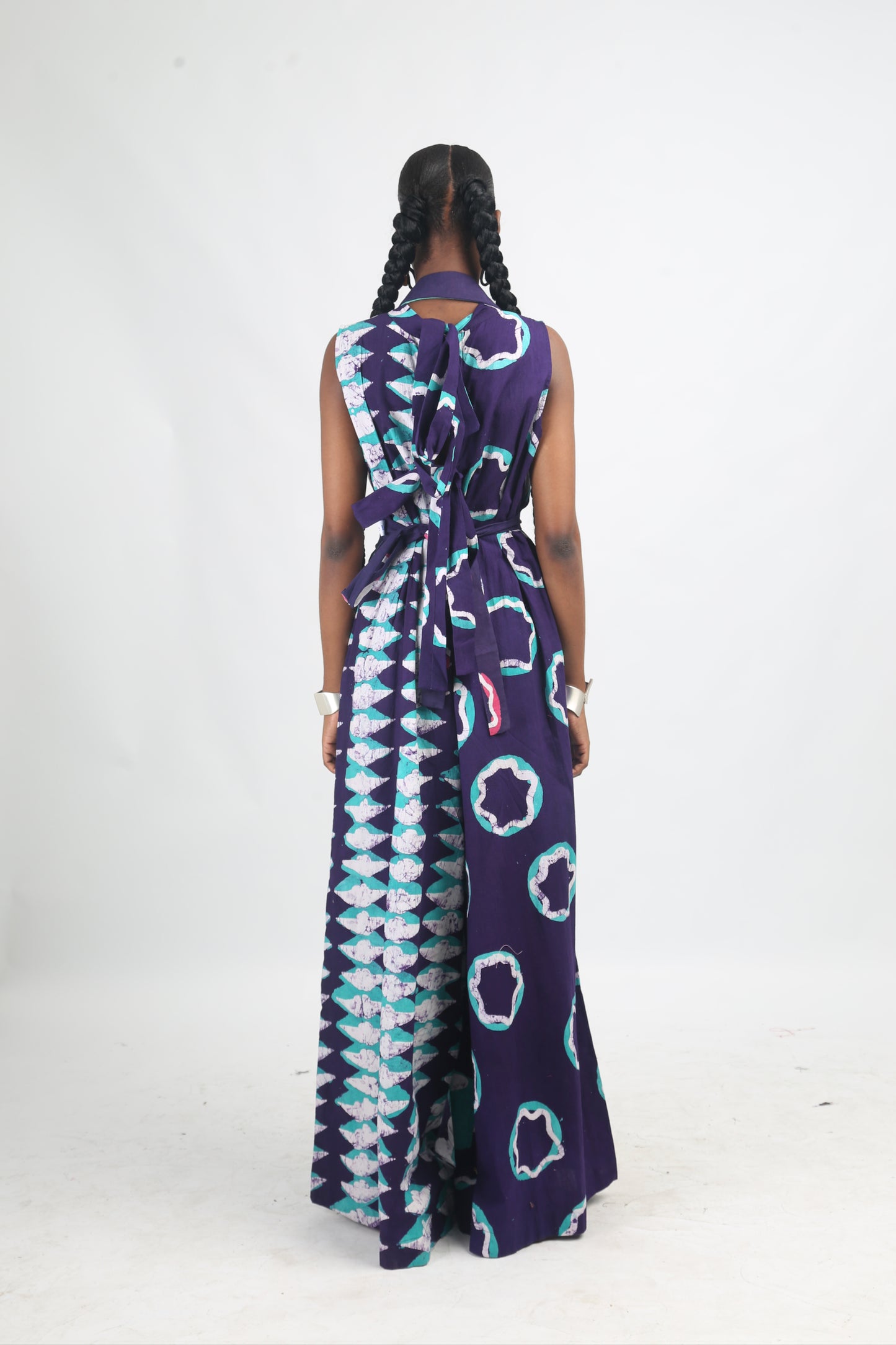 WHITE SEAGREEN AND PURPLE MULTIPRINT JUMPSUIT