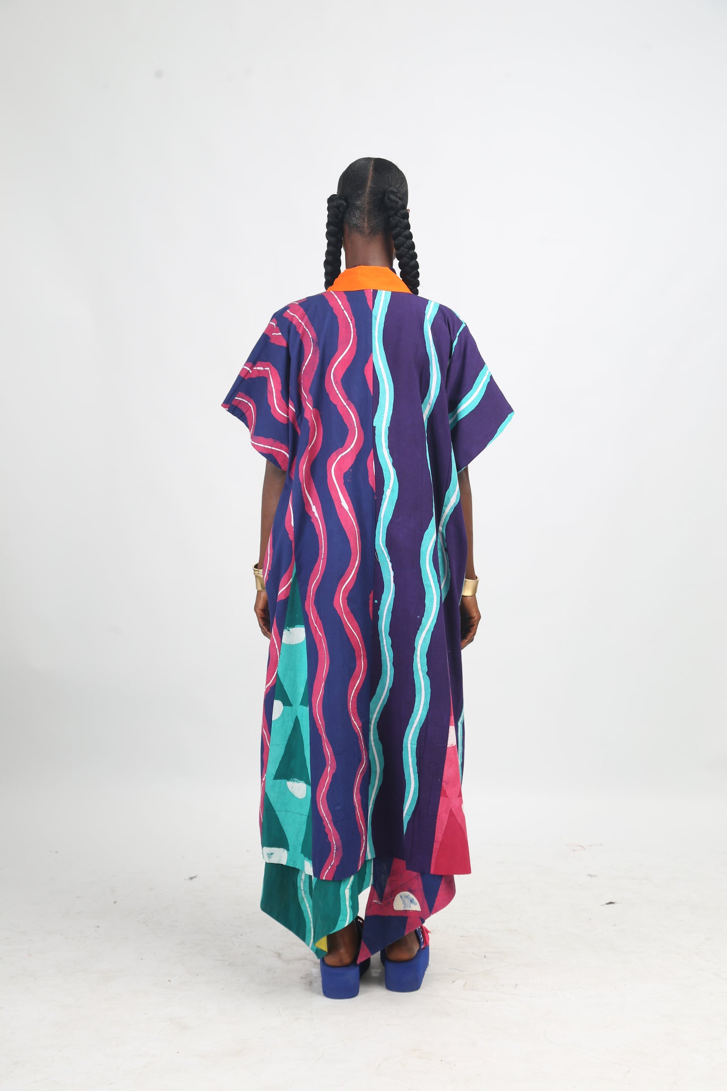 WHITE PINK AND TEAL MULTICOLOURED BUBA KIMONO