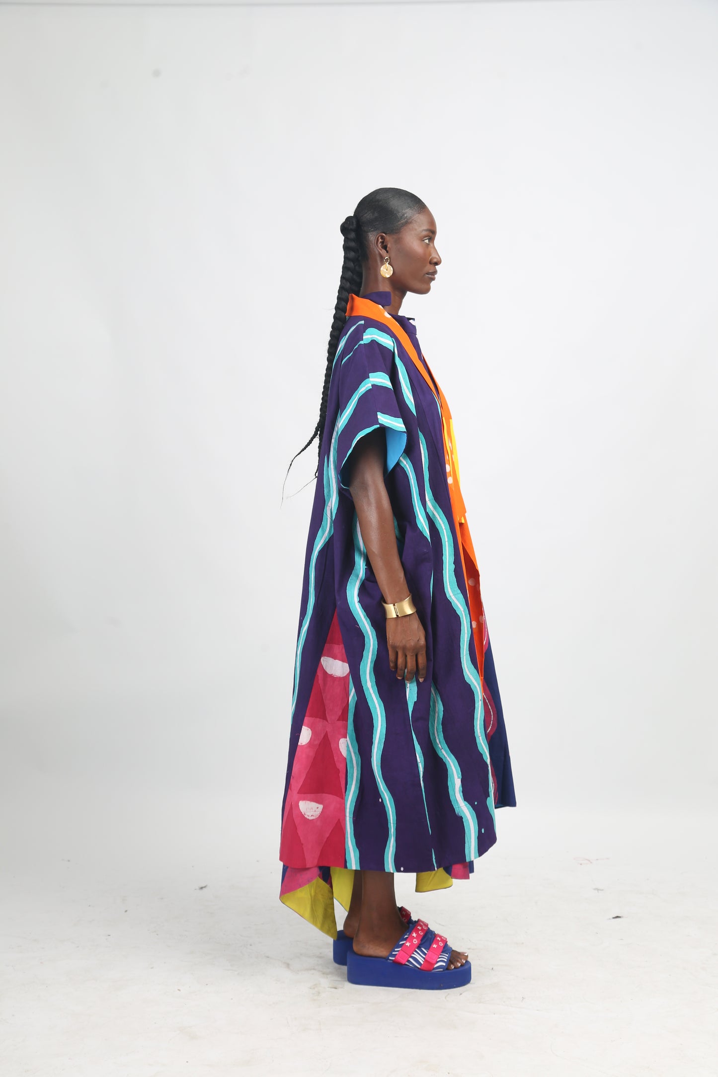 WHITE PINK AND TEAL MULTICOLOURED BUBA KIMONO