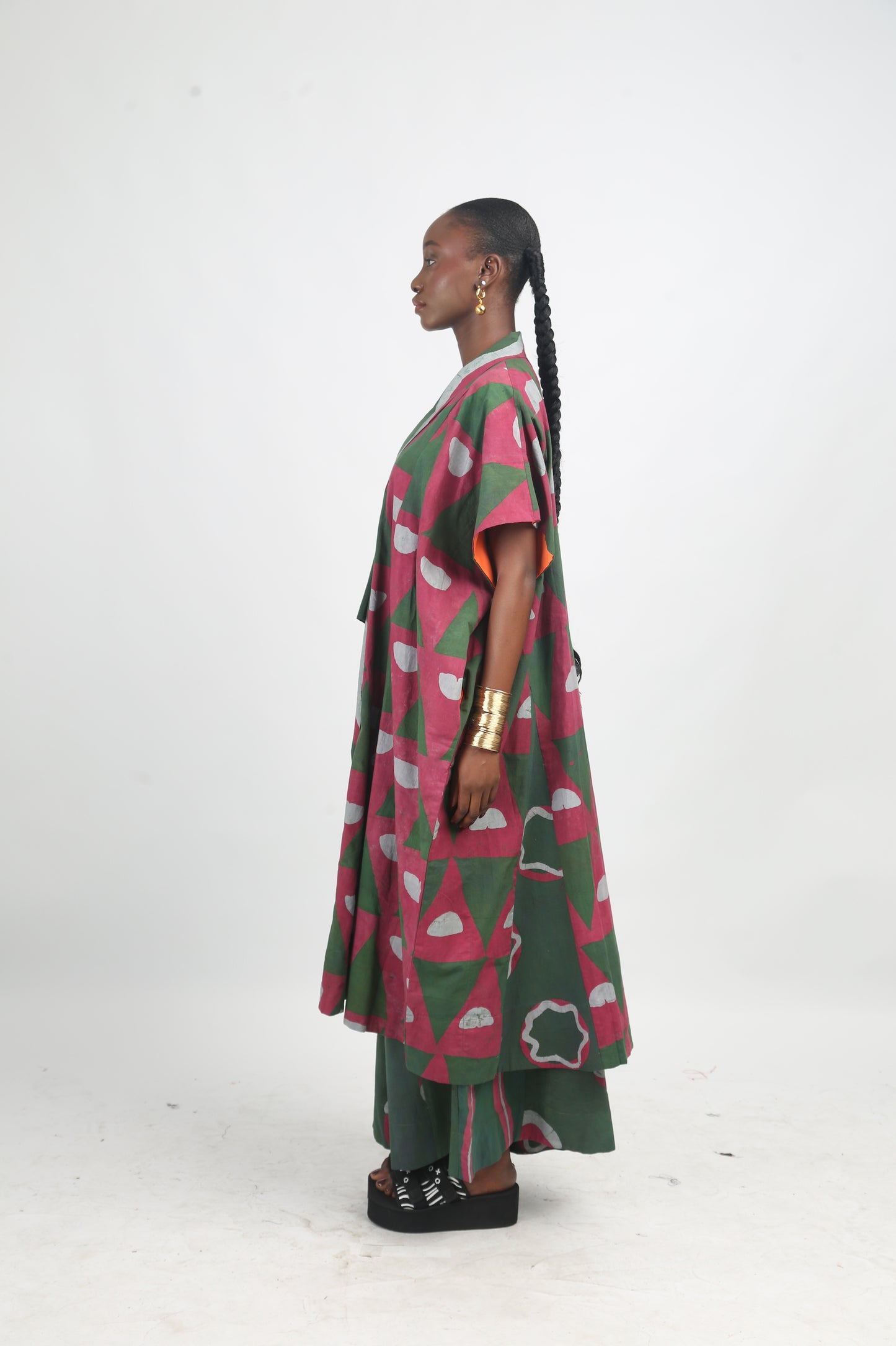 GREY, PINK AND OLIVE MULTIPRINT BUBA KIMONO