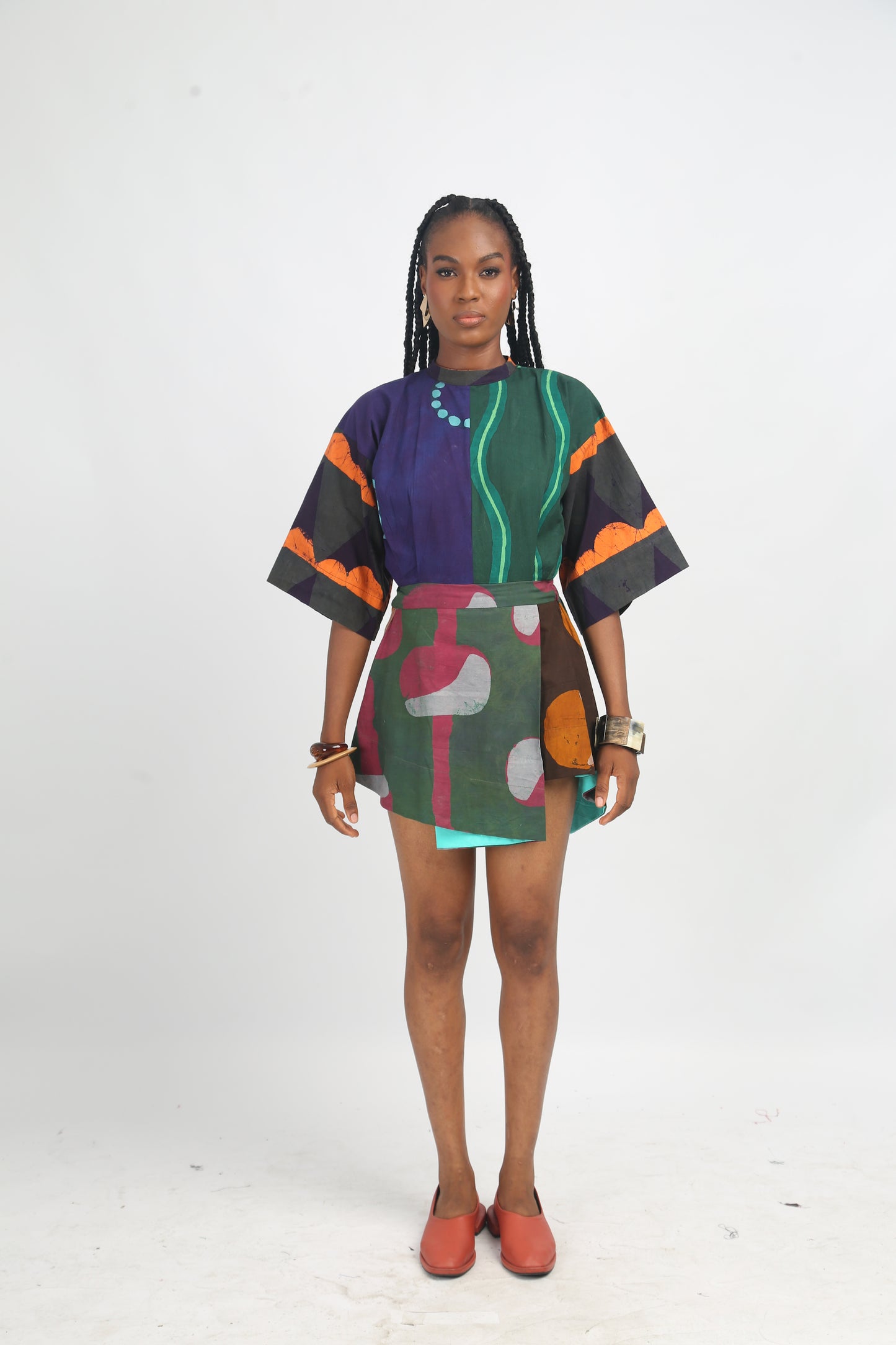 GREY, PINK AND OLIVE MULTICOLOURED MINI IRO DRESS