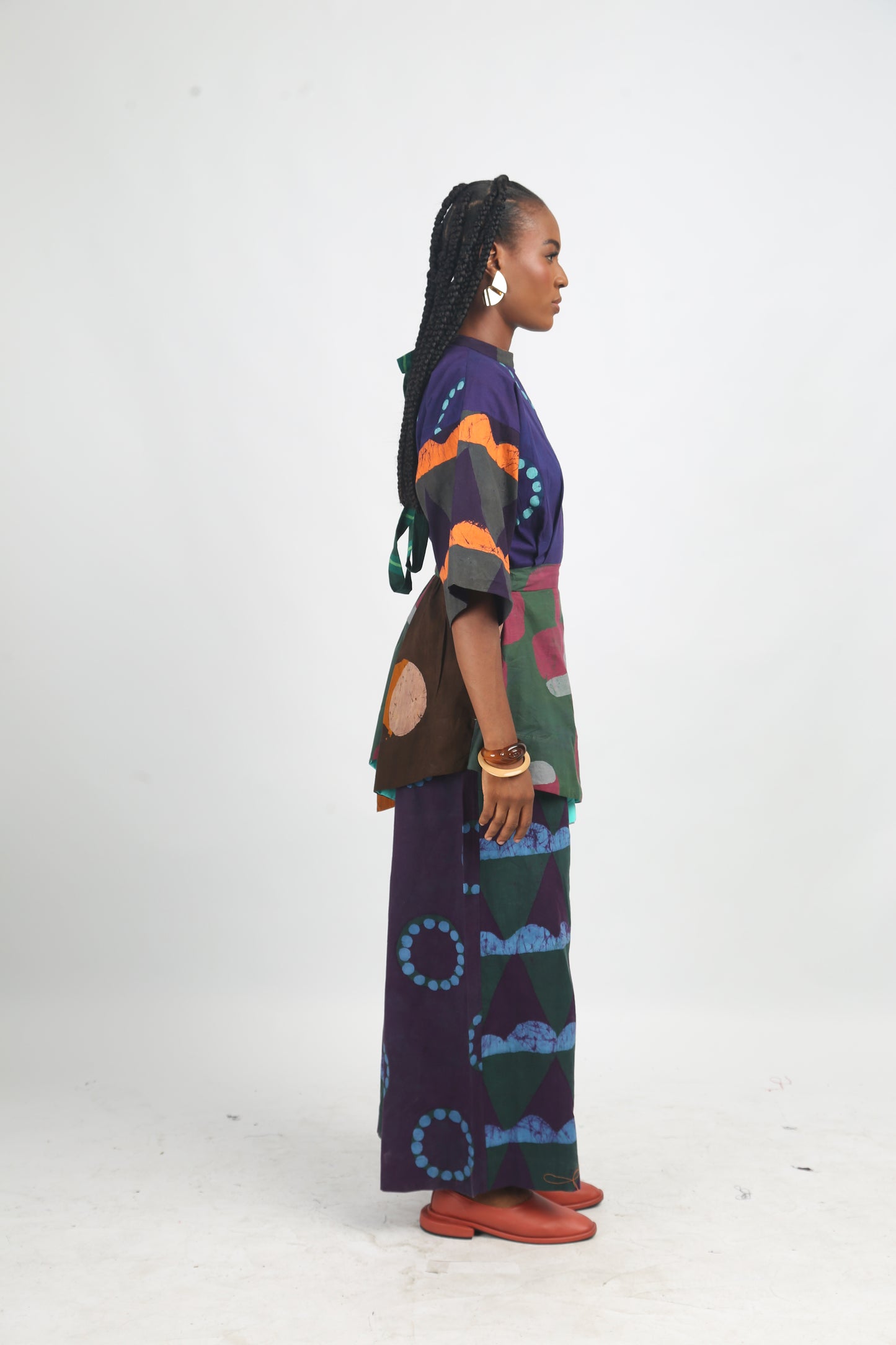 SEAGREEN, TEAL AND MAGENTA MULTICOLOURED CULOTTES