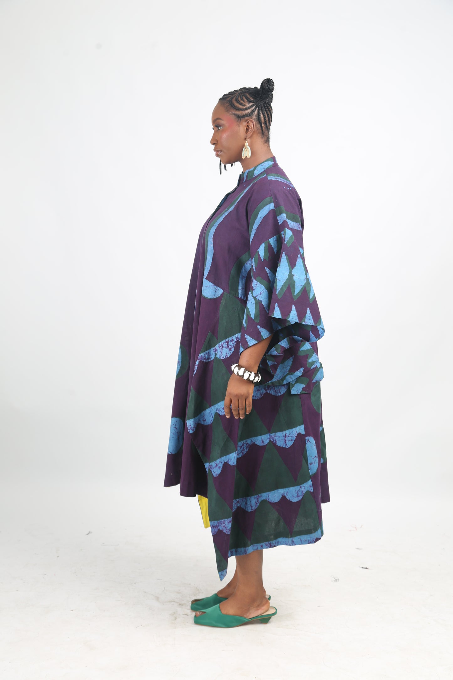 SEAGREEN, TEAL AND MAGENTA MULTIPRINT SHIRTDRESS