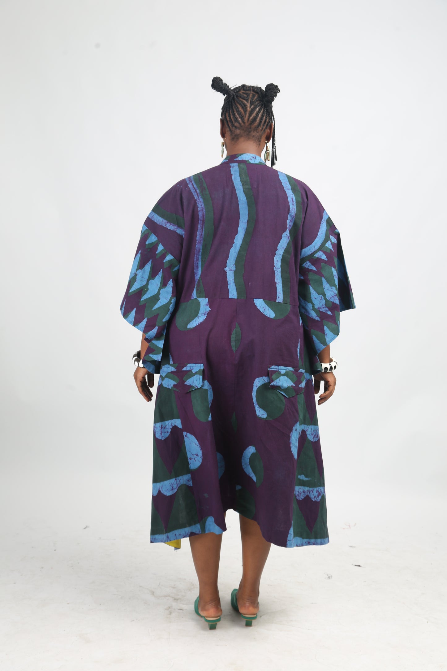 SEAGREEN, TEAL AND MAGENTA MULTIPRINT SHIRTDRESS