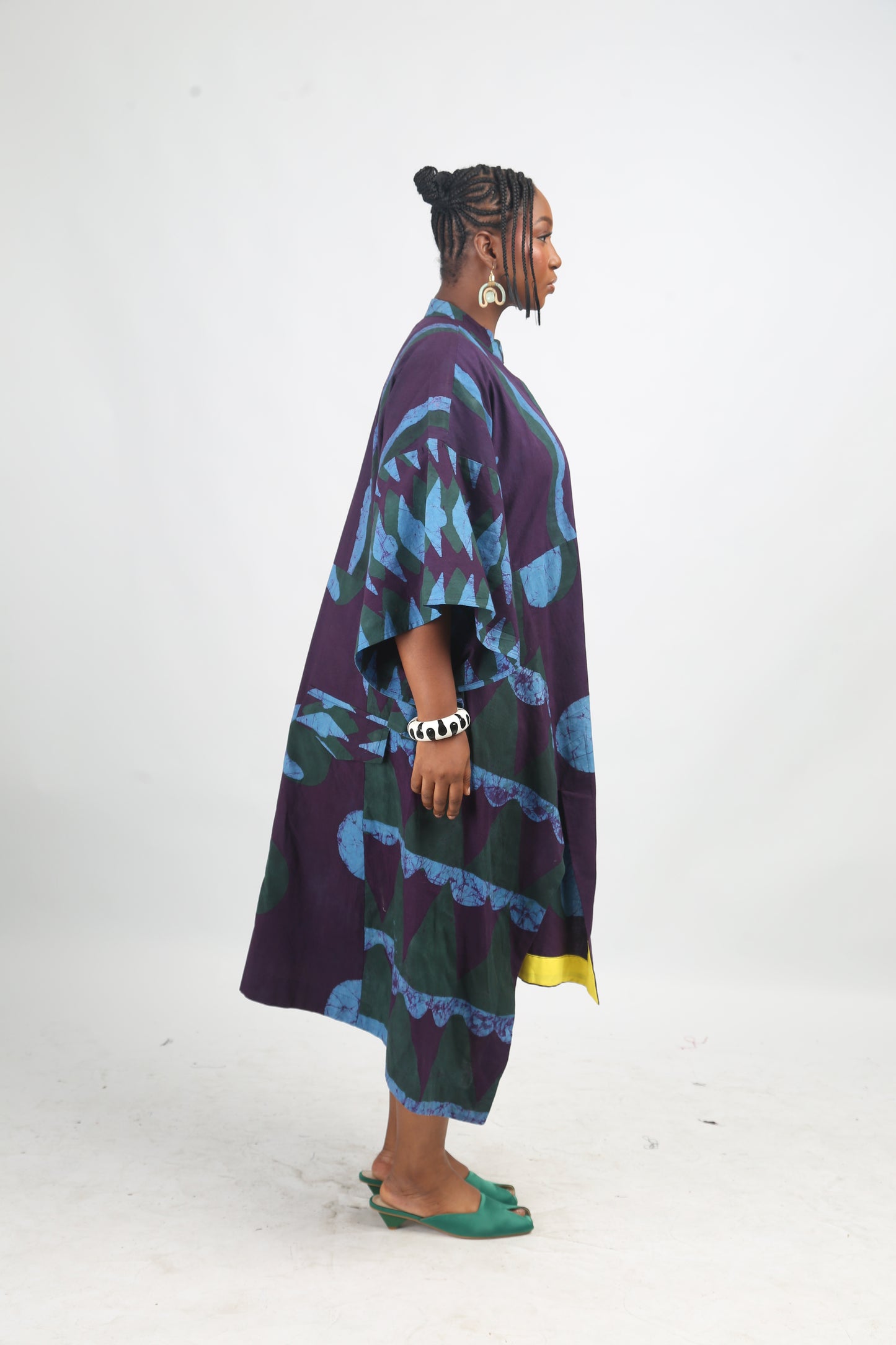SEAGREEN, TEAL AND MAGENTA MULTIPRINT SHIRTDRESS