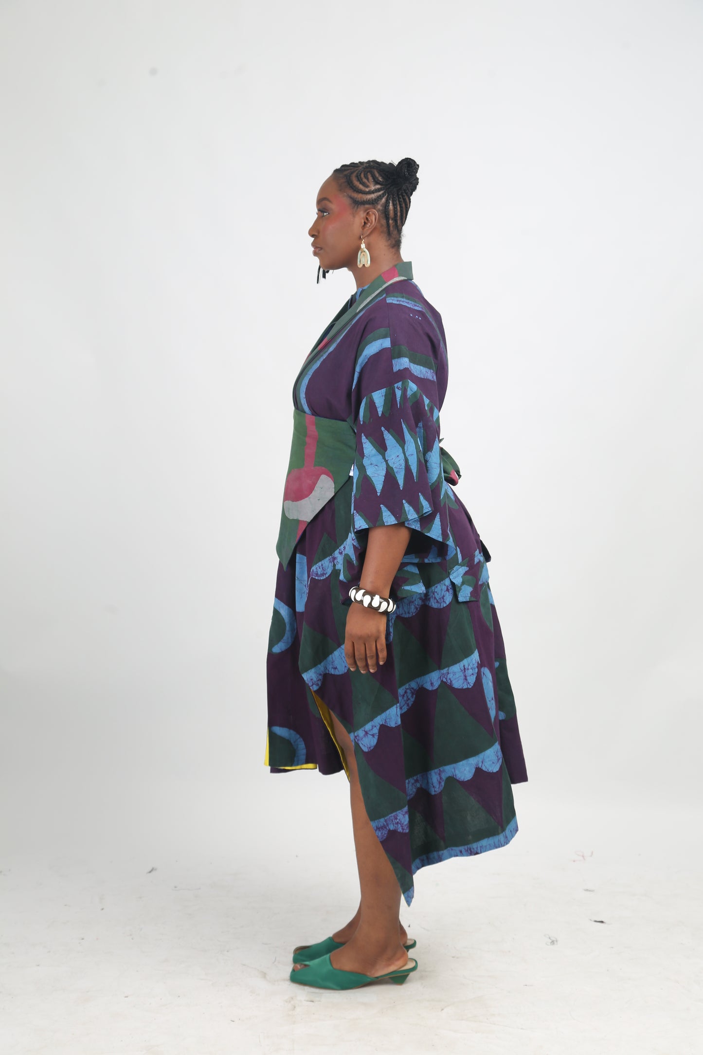 SEAGREEN, TEAL AND MAGENTA MULTIPRINT SHIRTDRESS