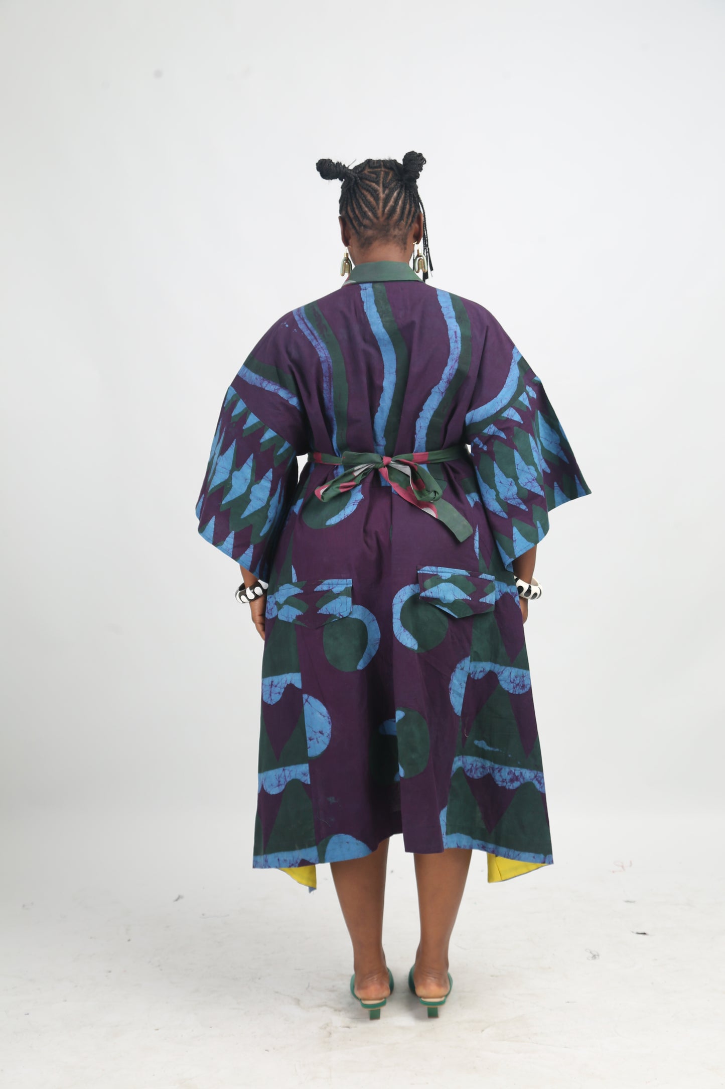 SEAGREEN, TEAL AND MAGENTA MULTIPRINT SHIRTDRESS