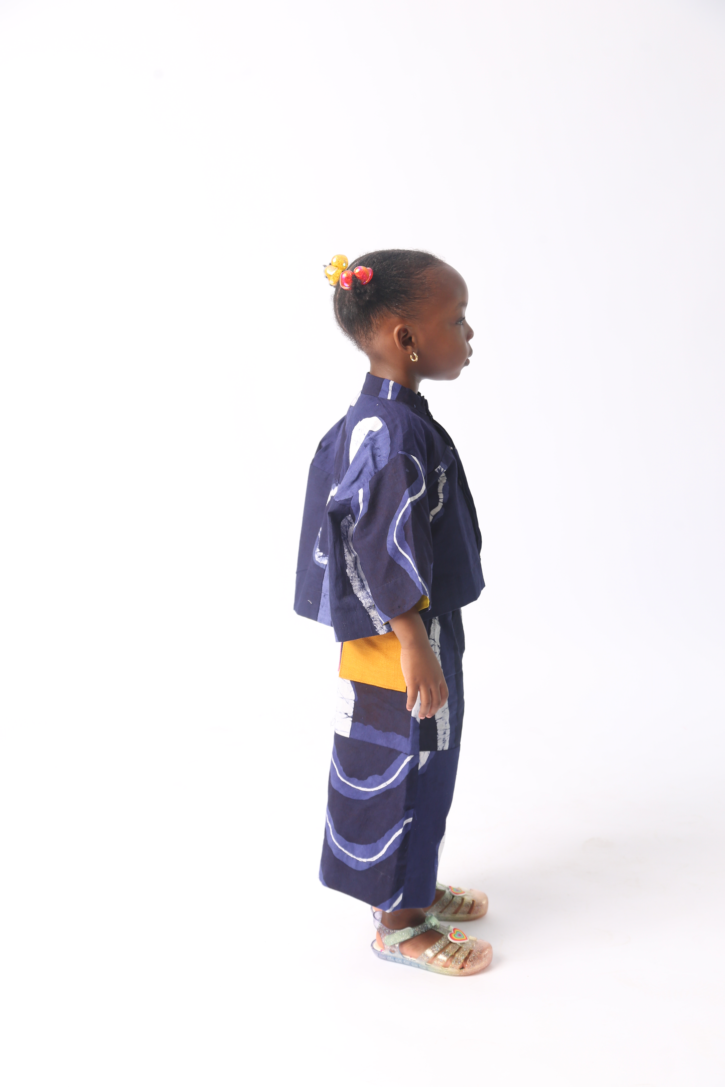KIDS WHITE AND NAVY BLUE MULTIPRINT  SHIRT