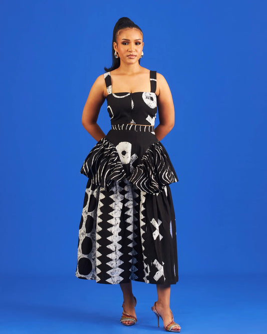White and Black Multiprint Dye Lab x M.O.T Jodi Top (Preorder)