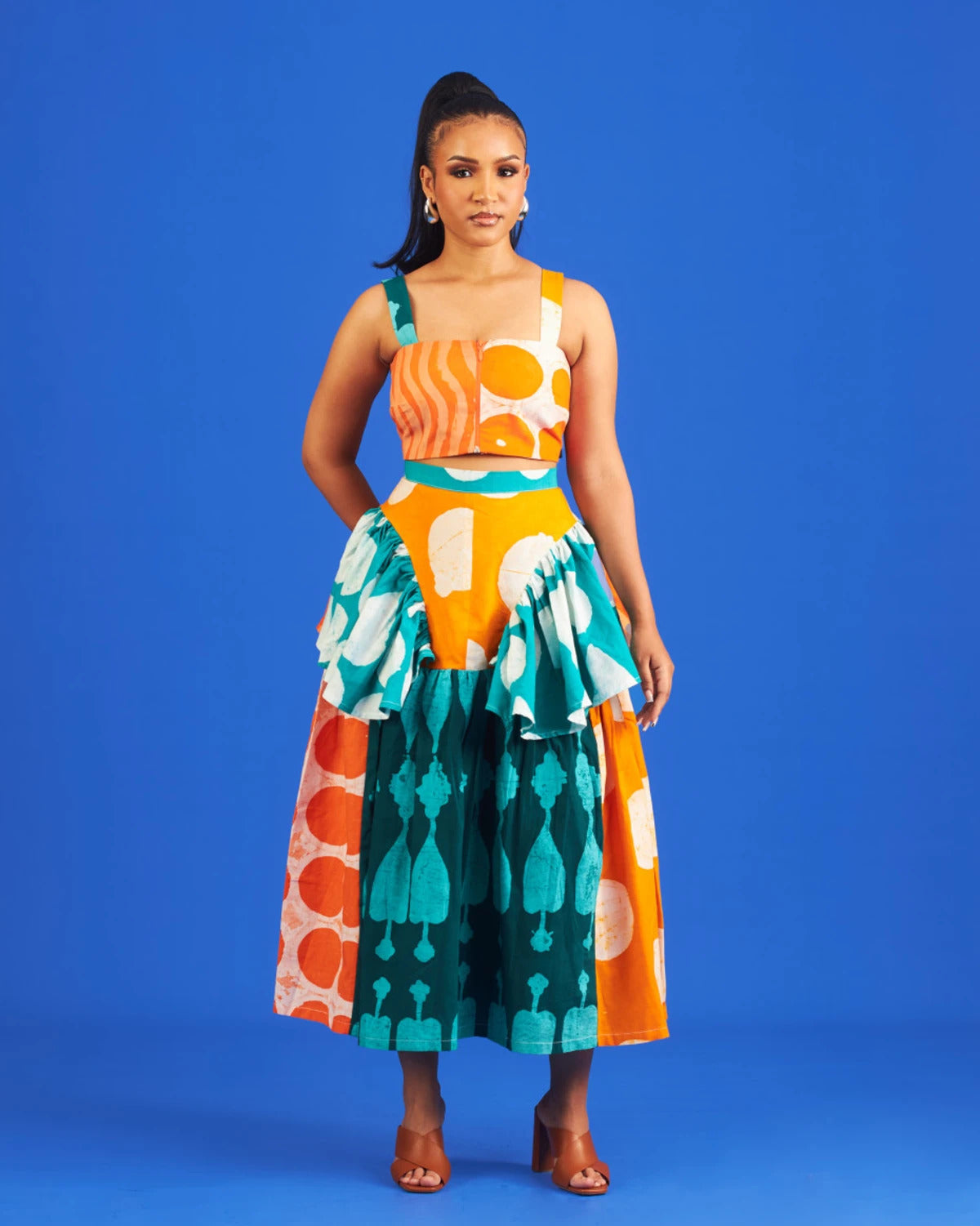 Orange and Green Multicoloured Dye Lab x M.O.T Jodi Skirt (Preorder)