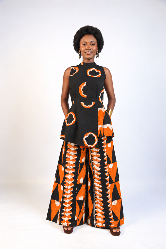WHITE, TANGERINE AND BLACK MULTIPRINT MINI IRO DRESS