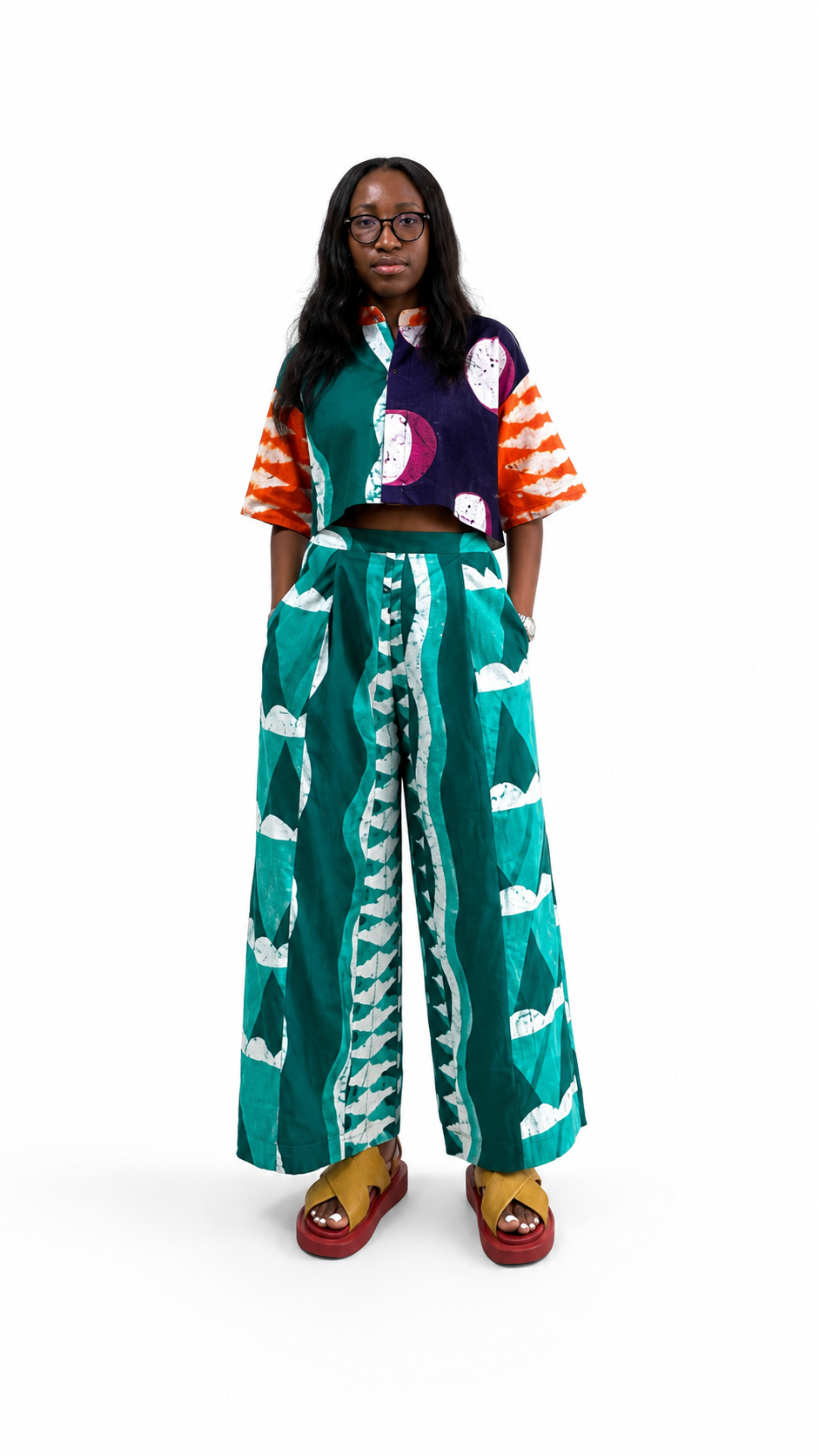 WHITE, SEAGREEN AND GREEN MULTIPRINT BUBA  CULOTTES