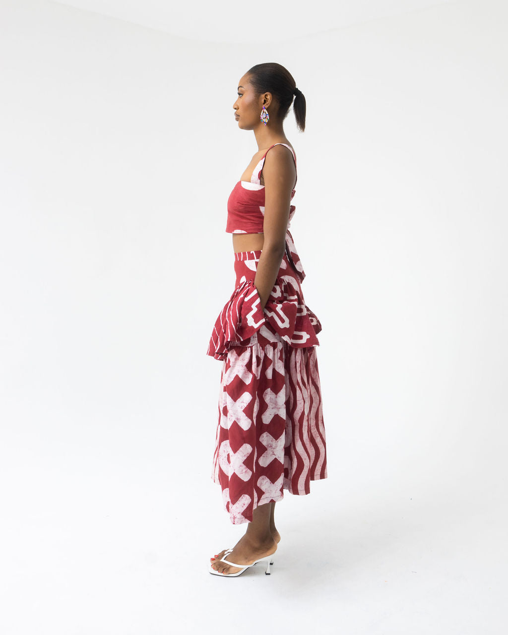 White and Red Multiprint Dye Lab x M.O.T Jodi Top (Preorder)